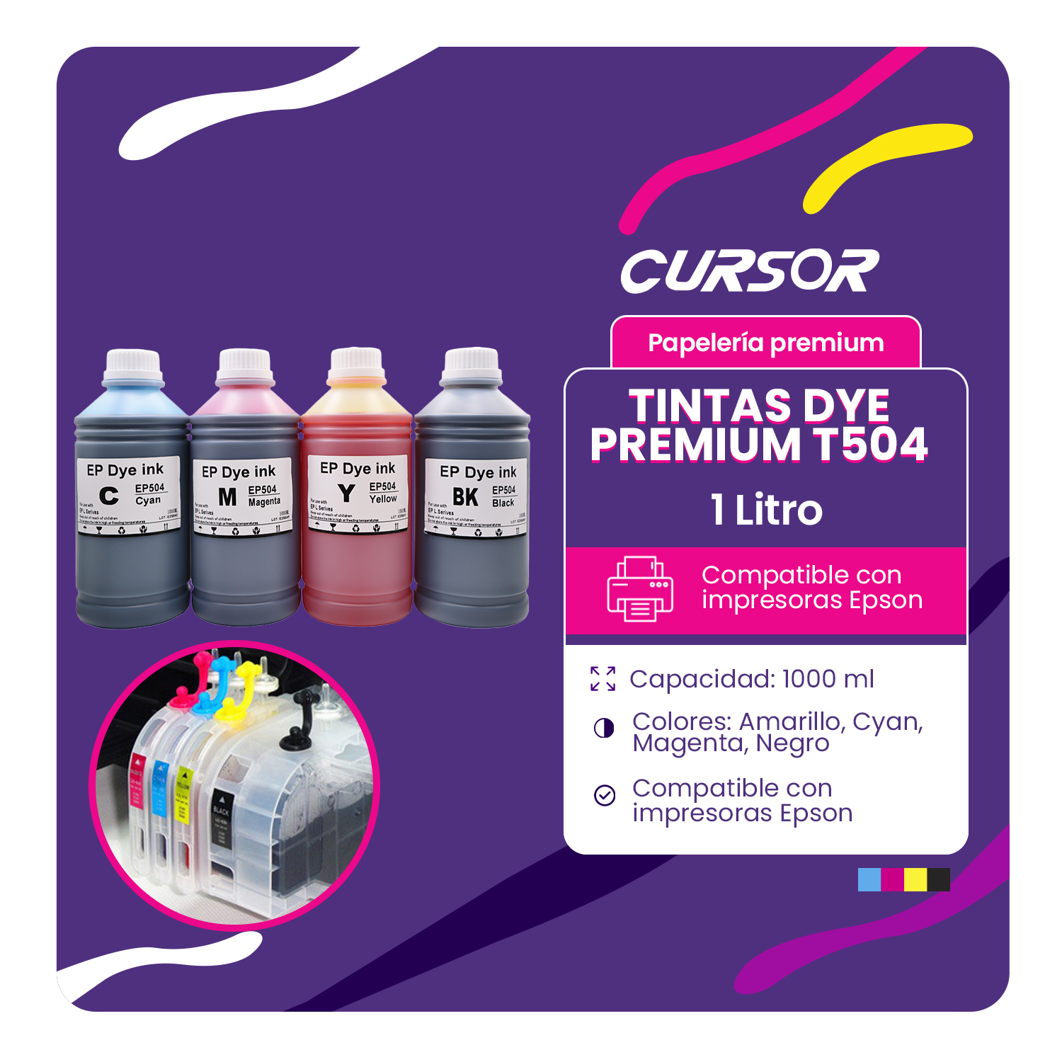 Tinta Dye Premium Compatible Epson T504 1 Lt-2