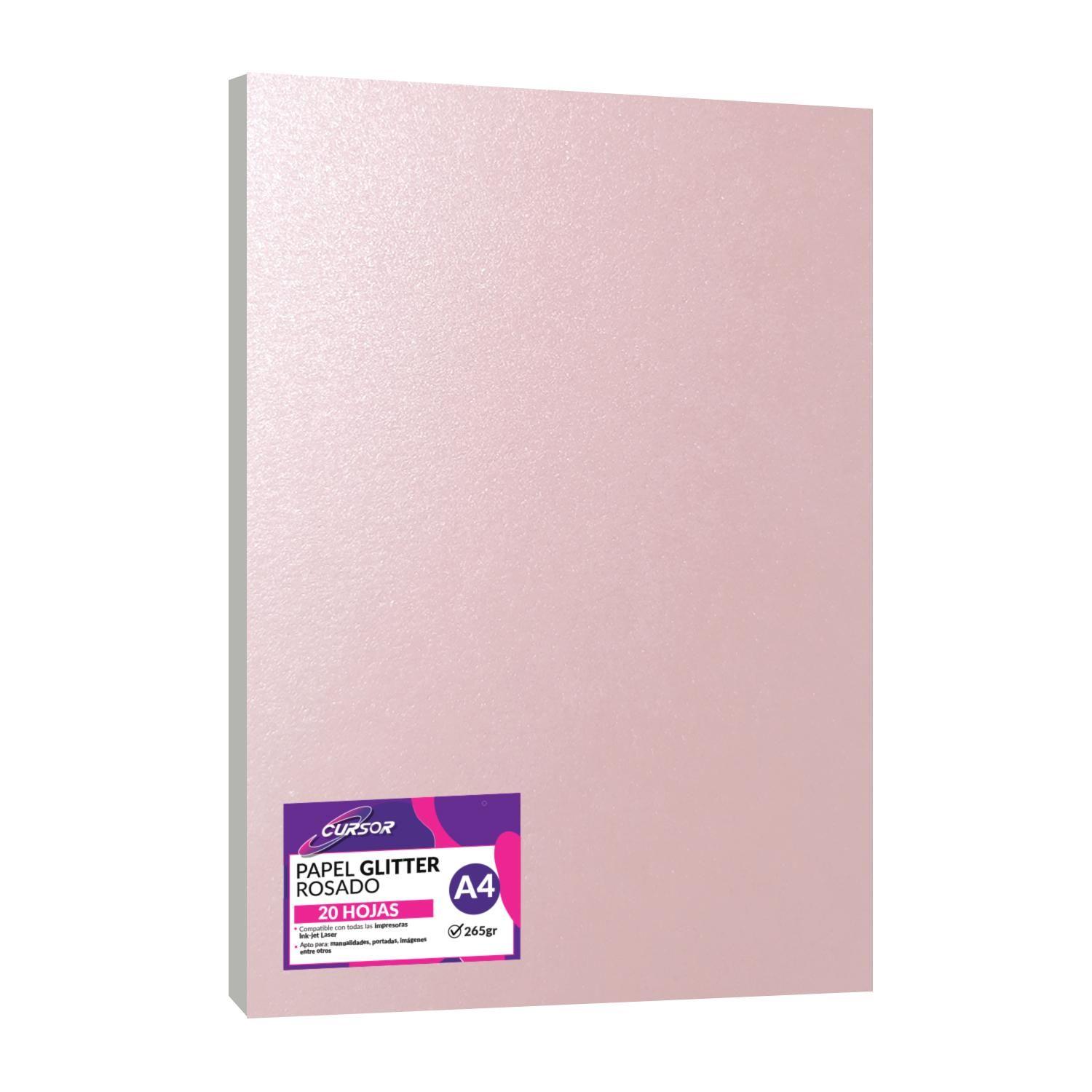 Papel Fotográfico Glitter Glossy Rosado 20hjs A4-0