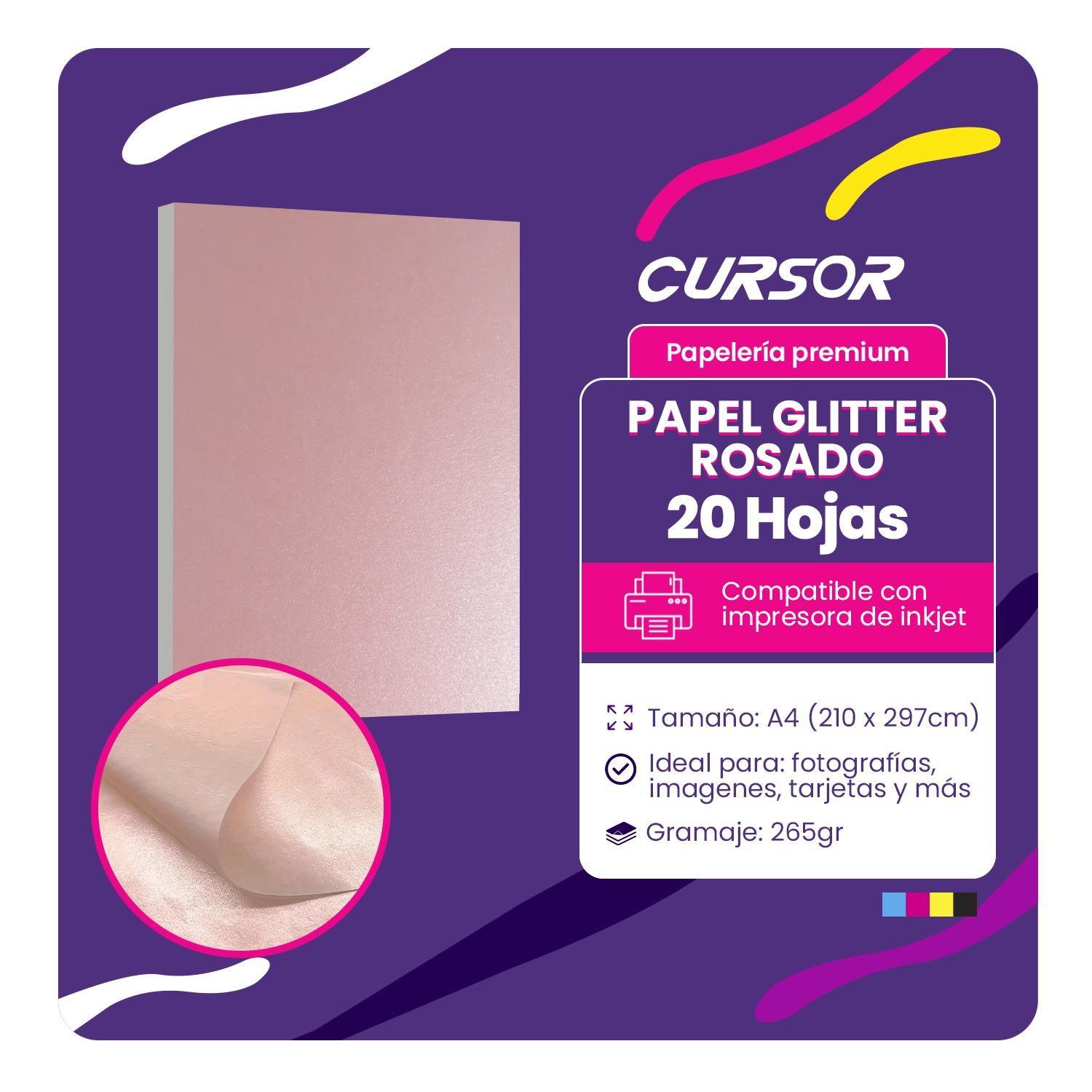 Papel Fotográfico Glitter Glossy Rosado 20hjs A4-1