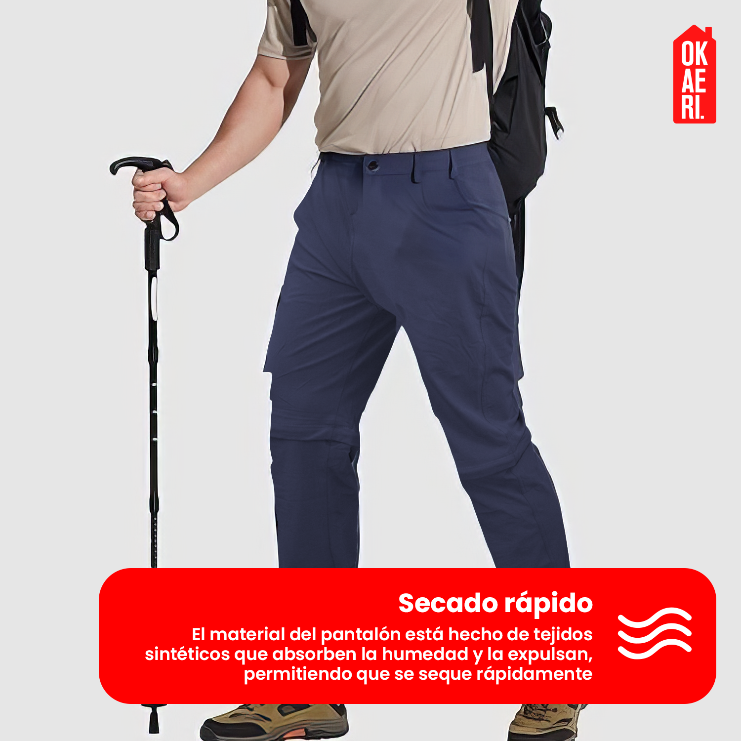 Pantalon Trekking Secado Rapido Desmontable Hombre-3