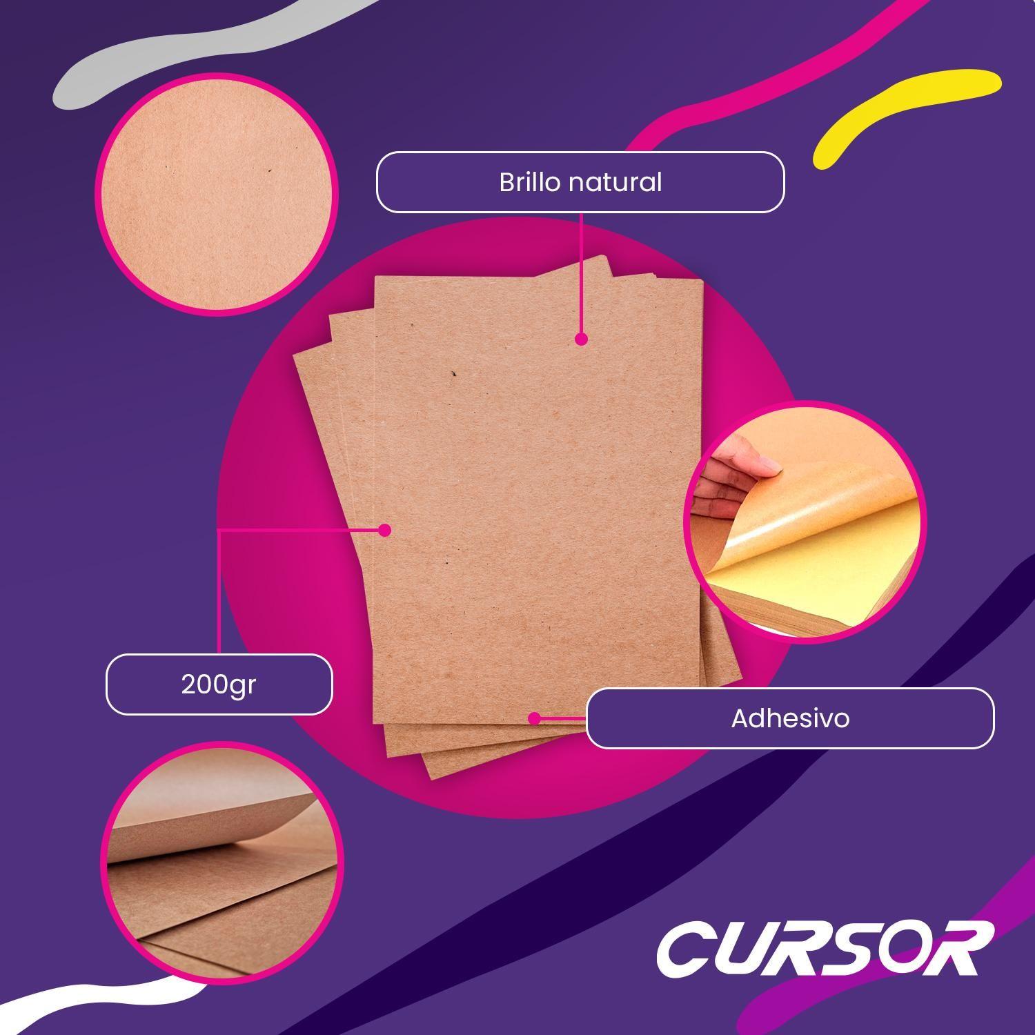 Papel Kraft Adhesivo Imprimible A4 200 Gr 50 Hojas Cursor-5