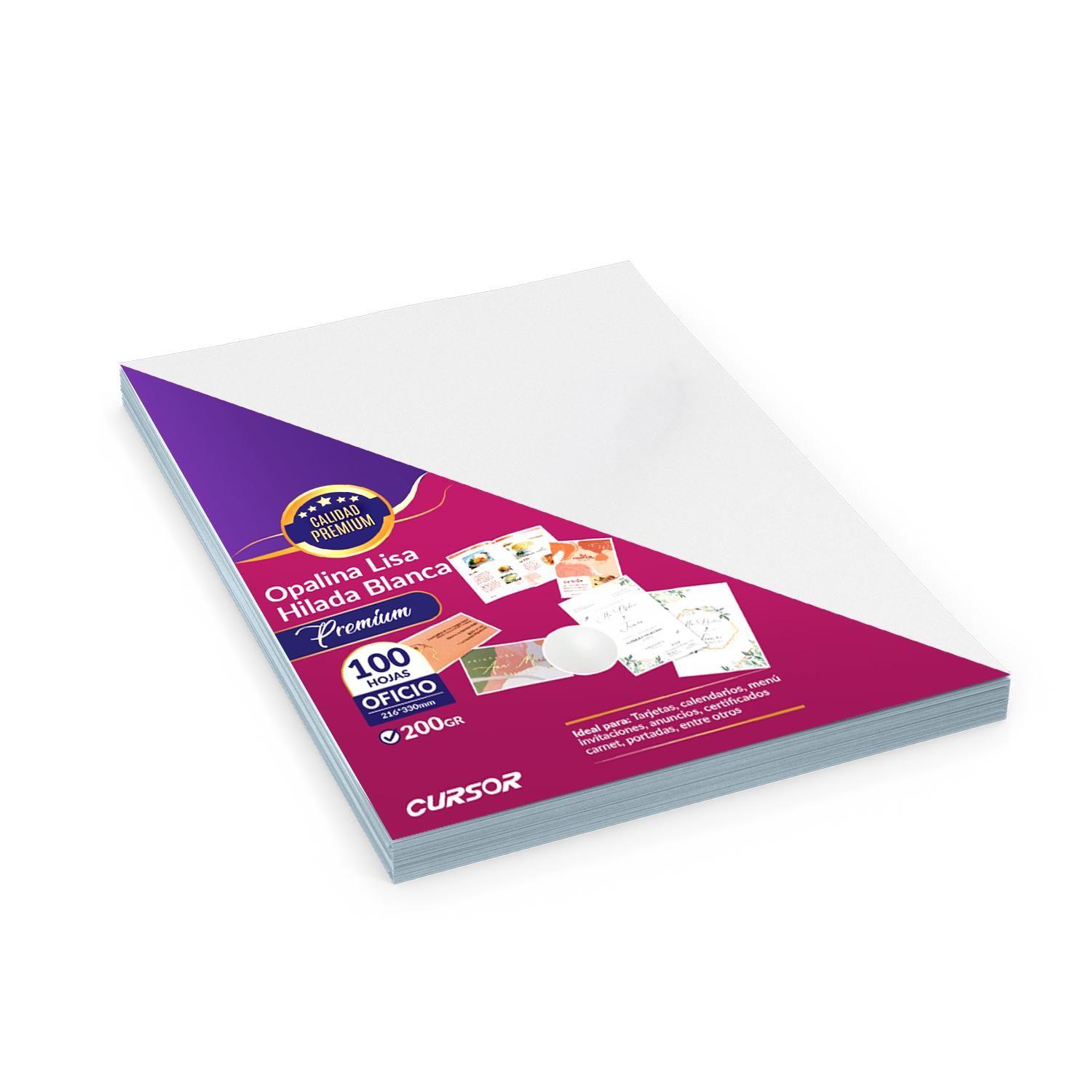 Papel Opalina Hilada 200g Blanca Oficio Cursor 100 Hojas-0