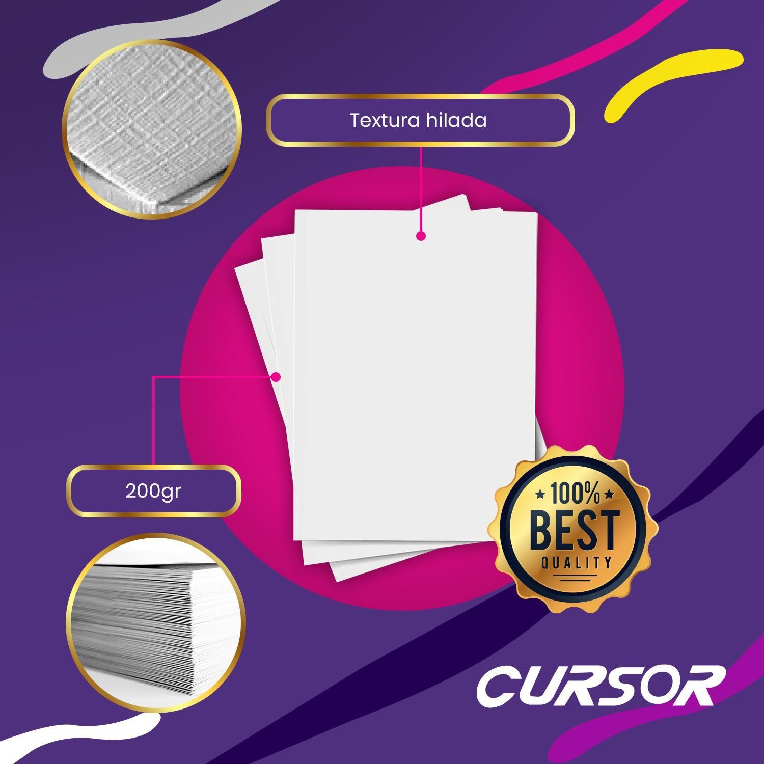 Papel Opalina Hilada 200g Blanca Oficio Cursor 100 Hojas-8