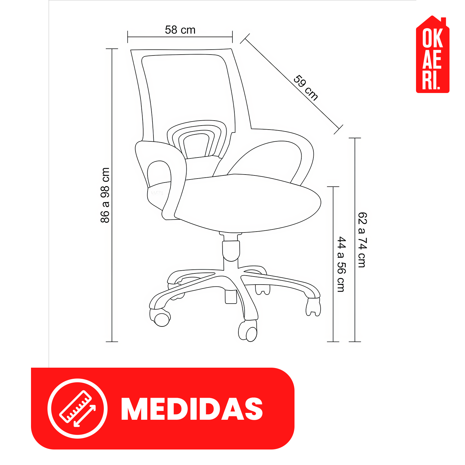 Silla De Escritorio Okaeri Negra Con Tapizado De Goma-1