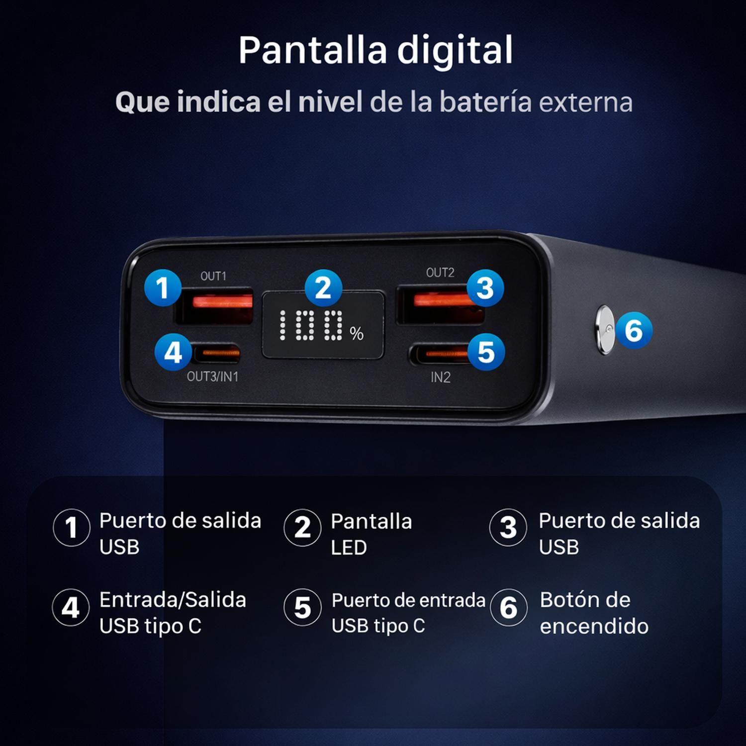Bateria Externa Power Bank Carga Rapida 20.000MAH-5