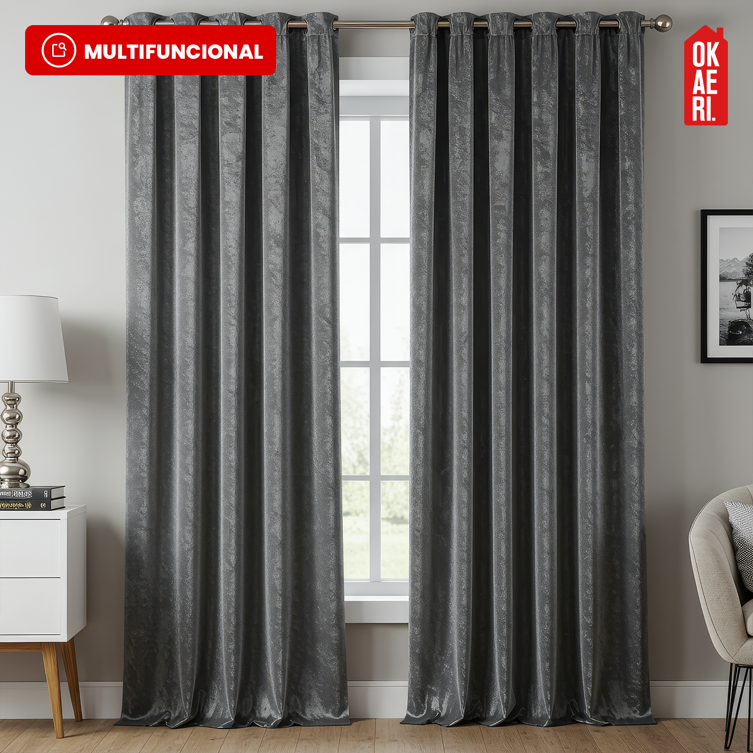 PACK X 2 CORTINA BLACKOUT 100% 140*230CM TEXTURA TERCIOPELO AZUL-2