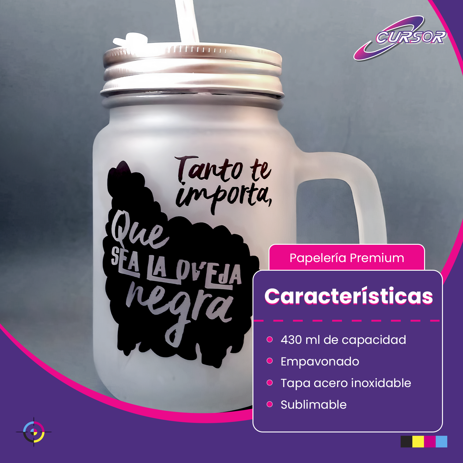 Jarro Shopero Mason Vidrio Con Bombilla 430ml Para Sublimar-4