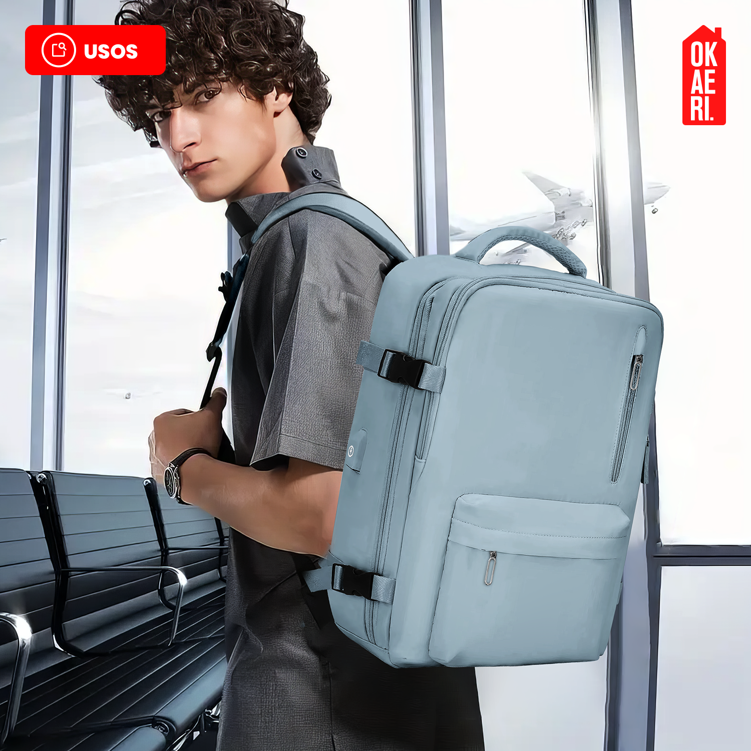 Mochila De Viaje Impermeable Avión Aprobado Capacidad De 40L-7