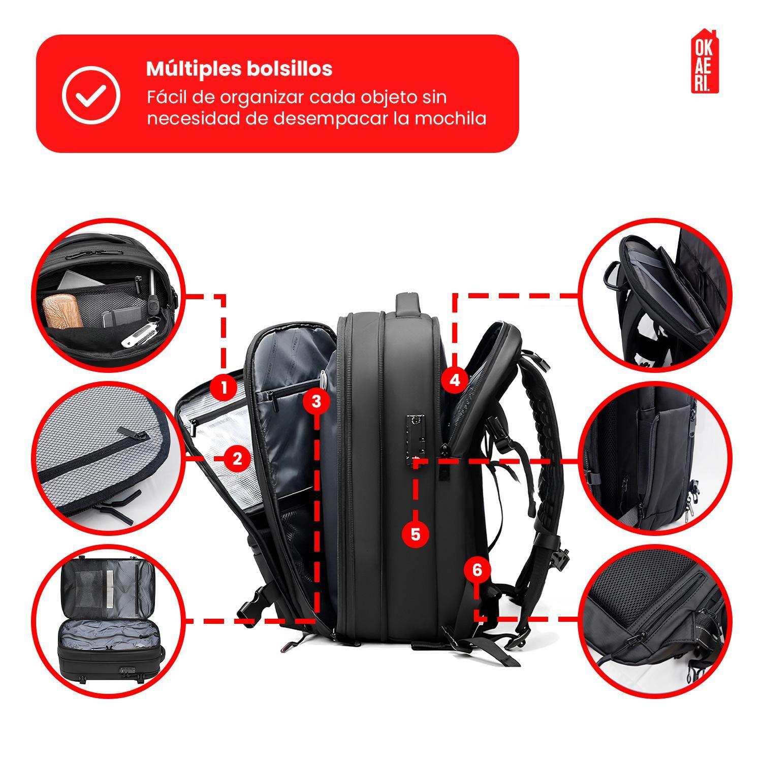 Mochila De Viaje Avion Expandible Impermeable Viral Tik Tok Diseño De La Tela Liso-7