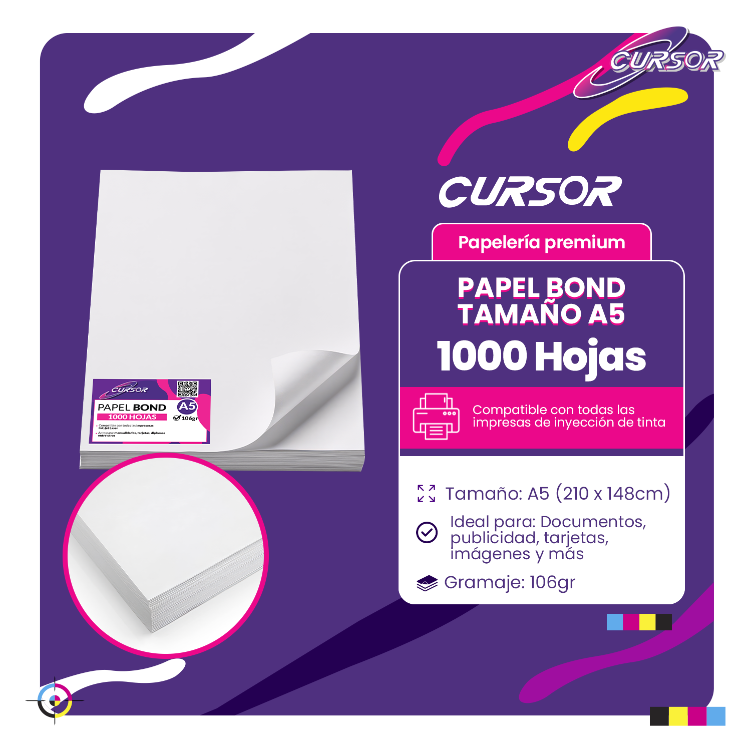 Papel Bond 106 Grs. Tamaño A5 1000 Hojas Agendas-2