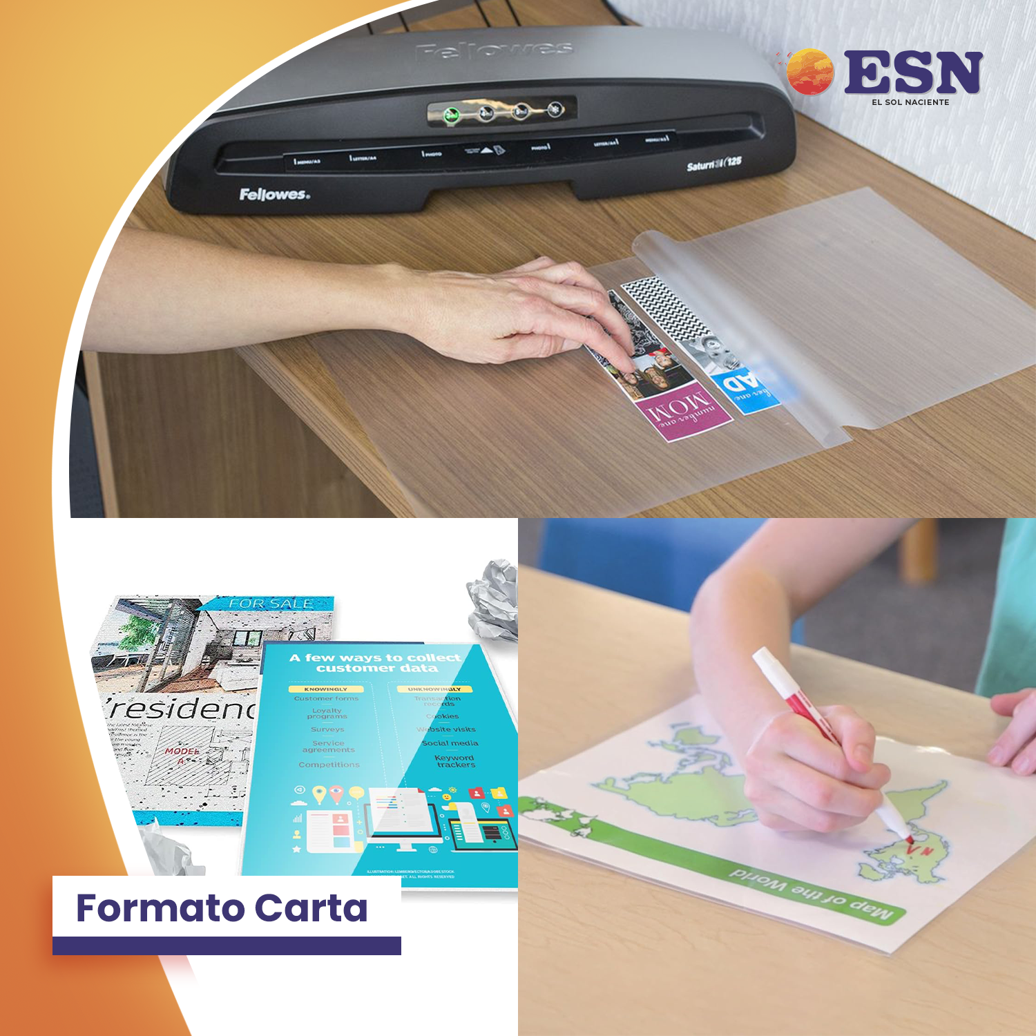 MICA PARA TERMOLAMINADORA PLASTIFICADORA 125 MIC 229X292 MM 100H CARTA ESN-2