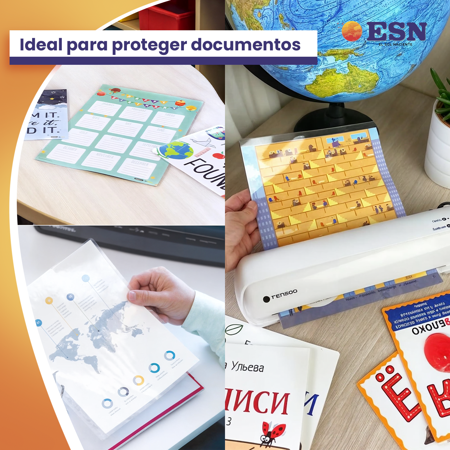 MICA PARA TERMOLAMINADORA PLASTIFICADORA 125 MIC 229X292 MM 100H CARTA ESN-3