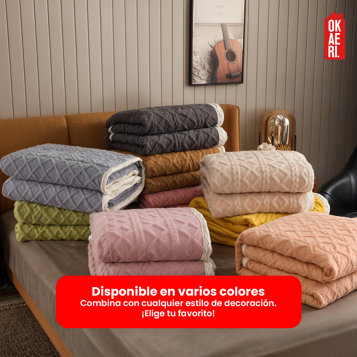 MANTA FRAZADA TERMICA CON CHIPORRO 2 PLAZAS OKAERI 2Beige-4
