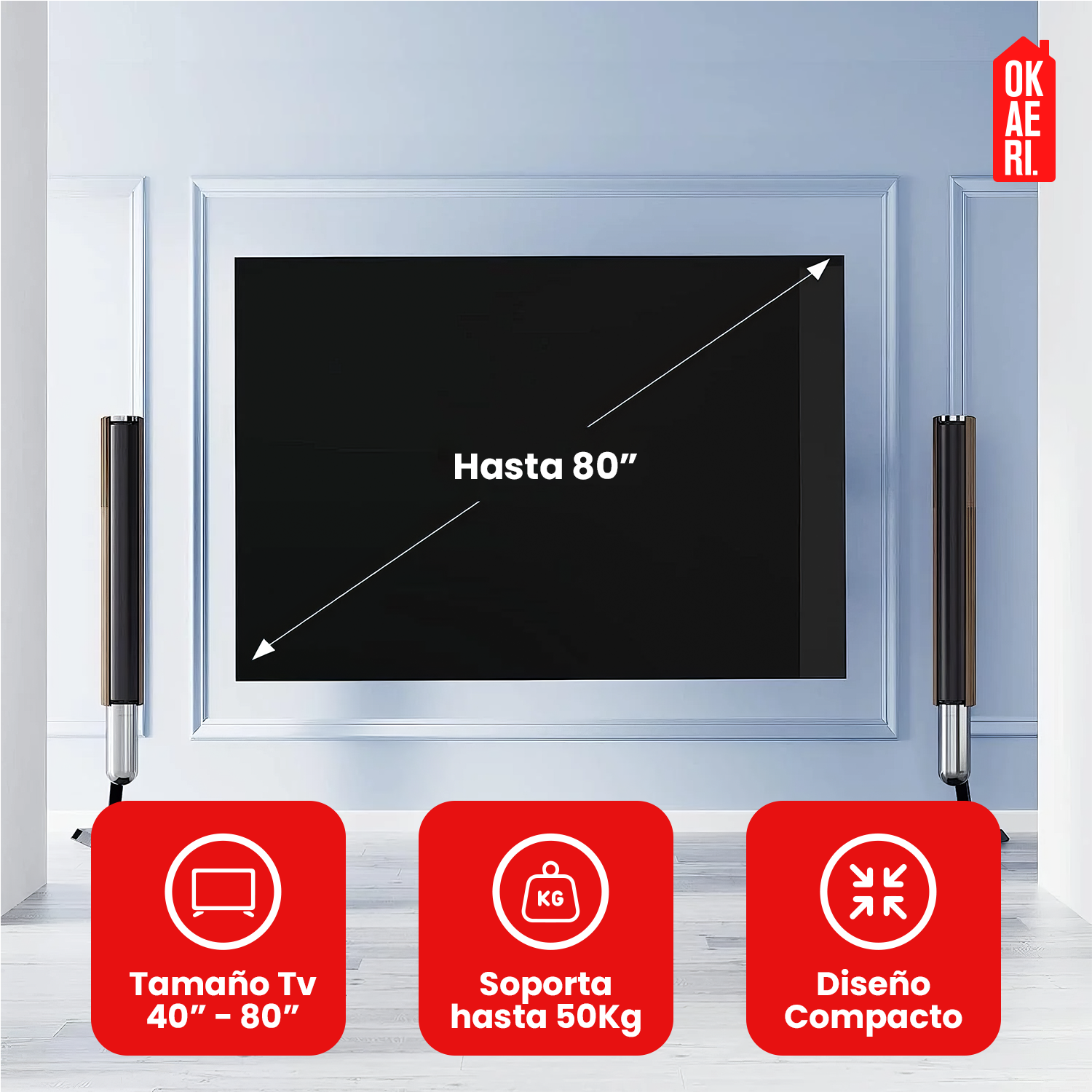 Soporte Tv Brazo Doble 180 Grados 45-80 Pulgadas Extendible Negro-5