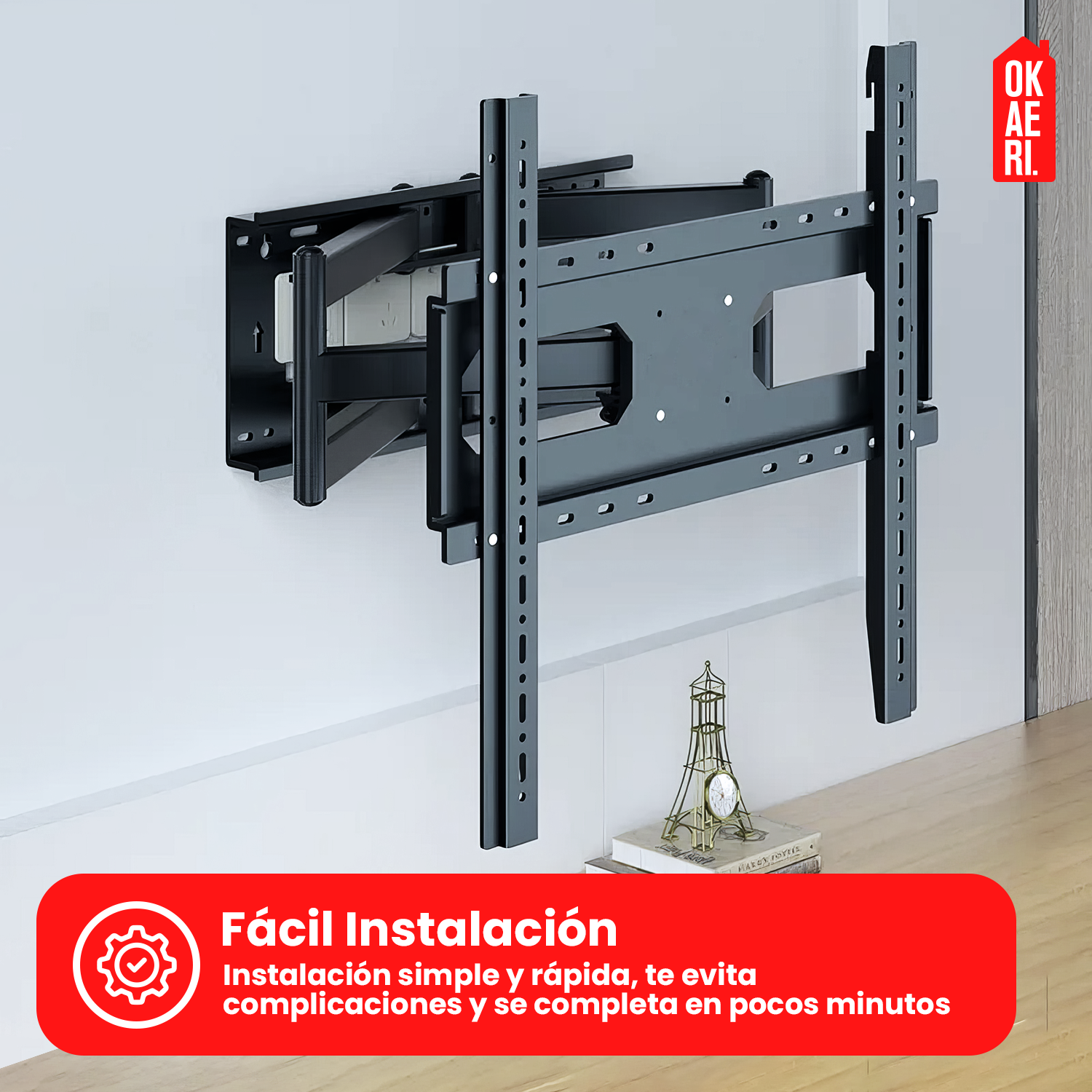 Soporte Tv Brazo Doble 180 Grados 45-80 Pulgadas Extendible Negro-8