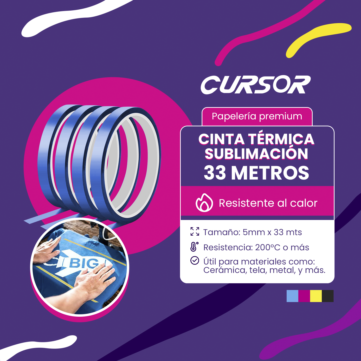 5 X Cinta Térmica Sublimación 5mm X 33 Metros.-1