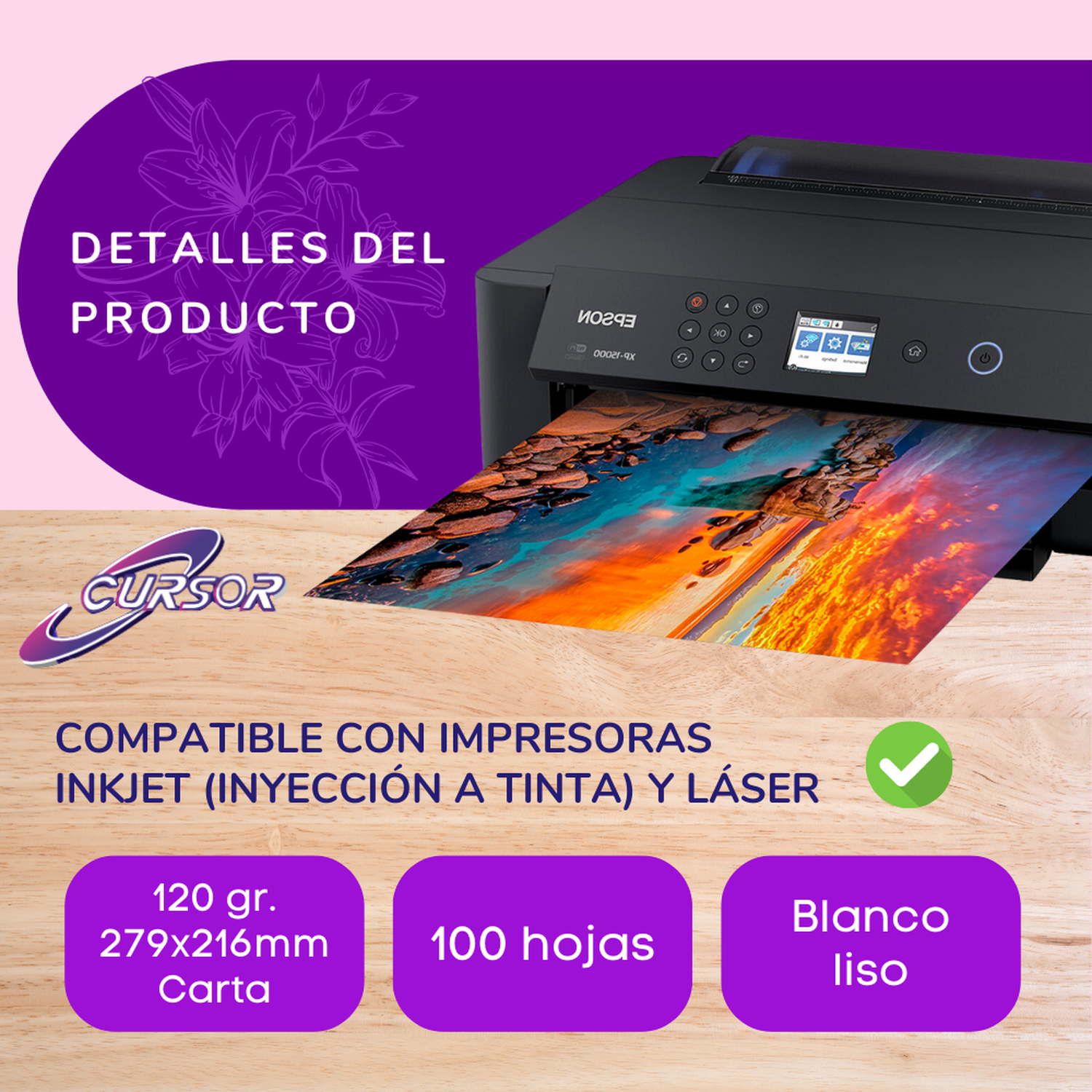 Papel Opalina 120g Cursor Carta 100 H Blanco Delgada Lisa-2