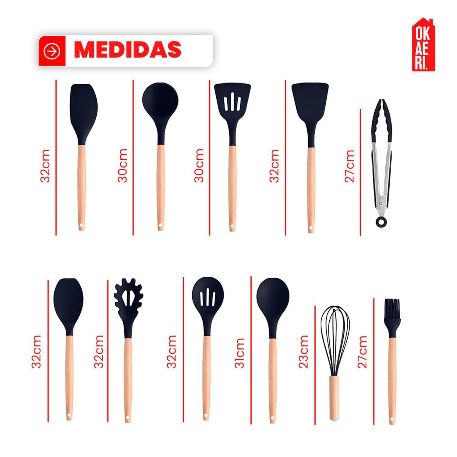 Set De Utensilios Silicon 19 Pzs Okaeri Cocina Espátulas Cuchara-2
