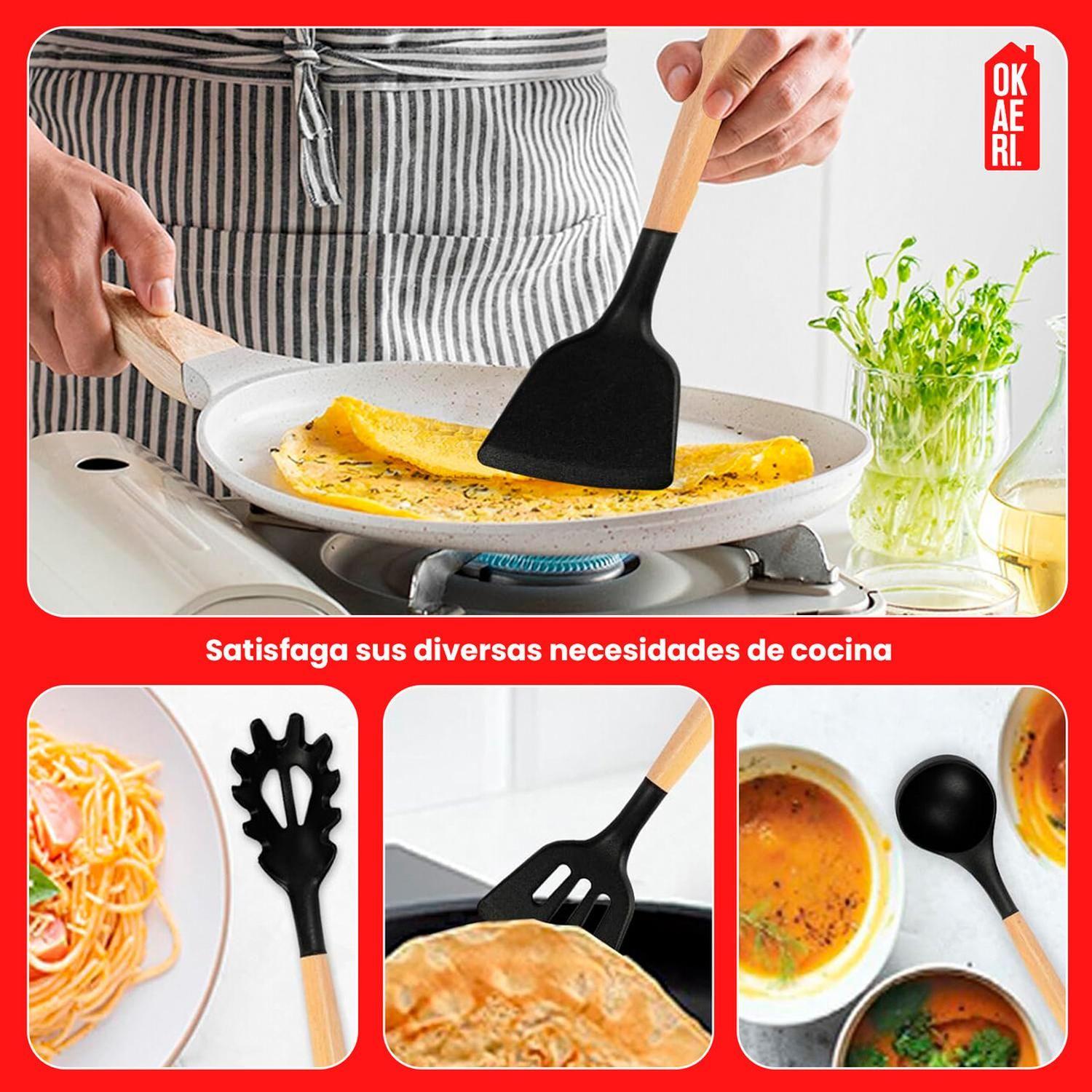 Set De Utensilios Silicon 19 Pzs Okaeri Cocina Espátulas Cuchara-6