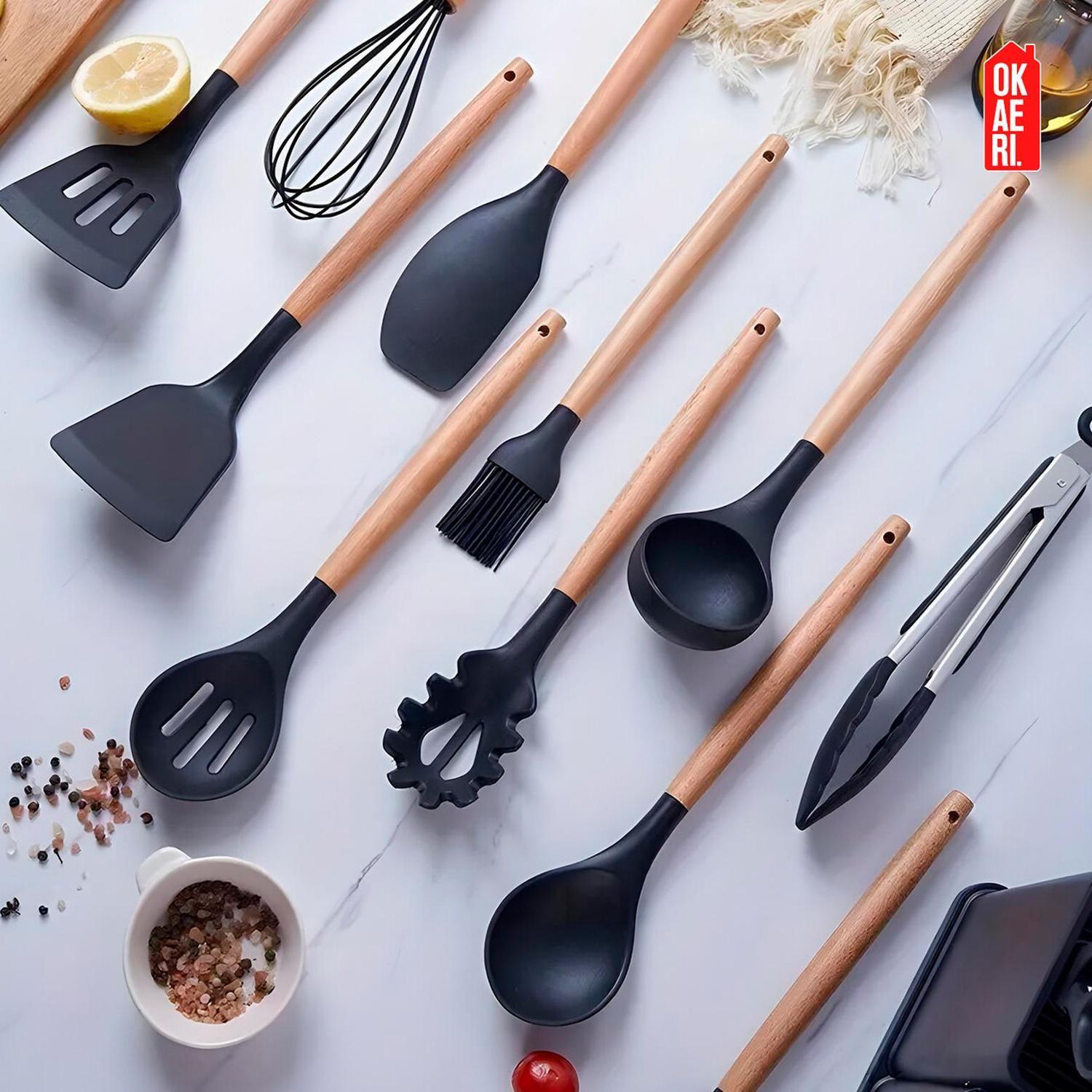 Set De Utensilios Silicon 19 Pzs Okaeri Cocina Espátulas Cuchara-7