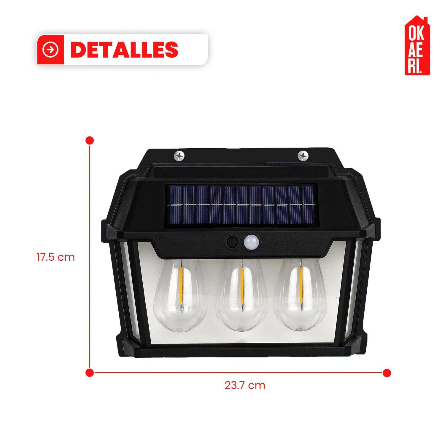LAMPARA APLIQUE DE PARED SOLAR 3 FOCOS 3W 2700K-1