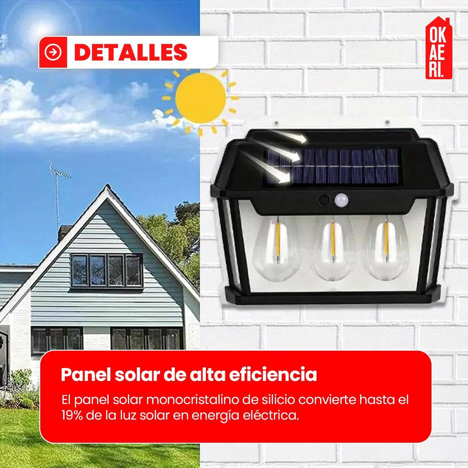 LAMPARA APLIQUE DE PARED SOLAR 3 FOCOS 3W 2700K-3