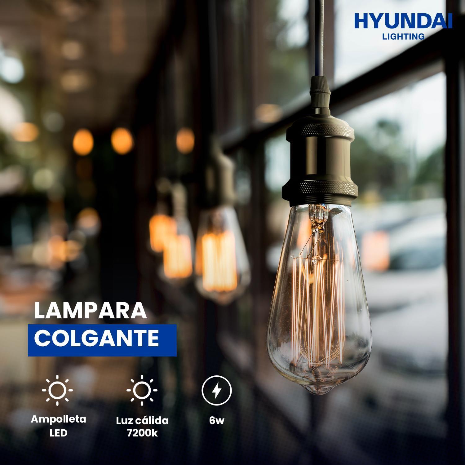 Lampara Colgante C/amp Led Filamento St64 6w Hyundai-5