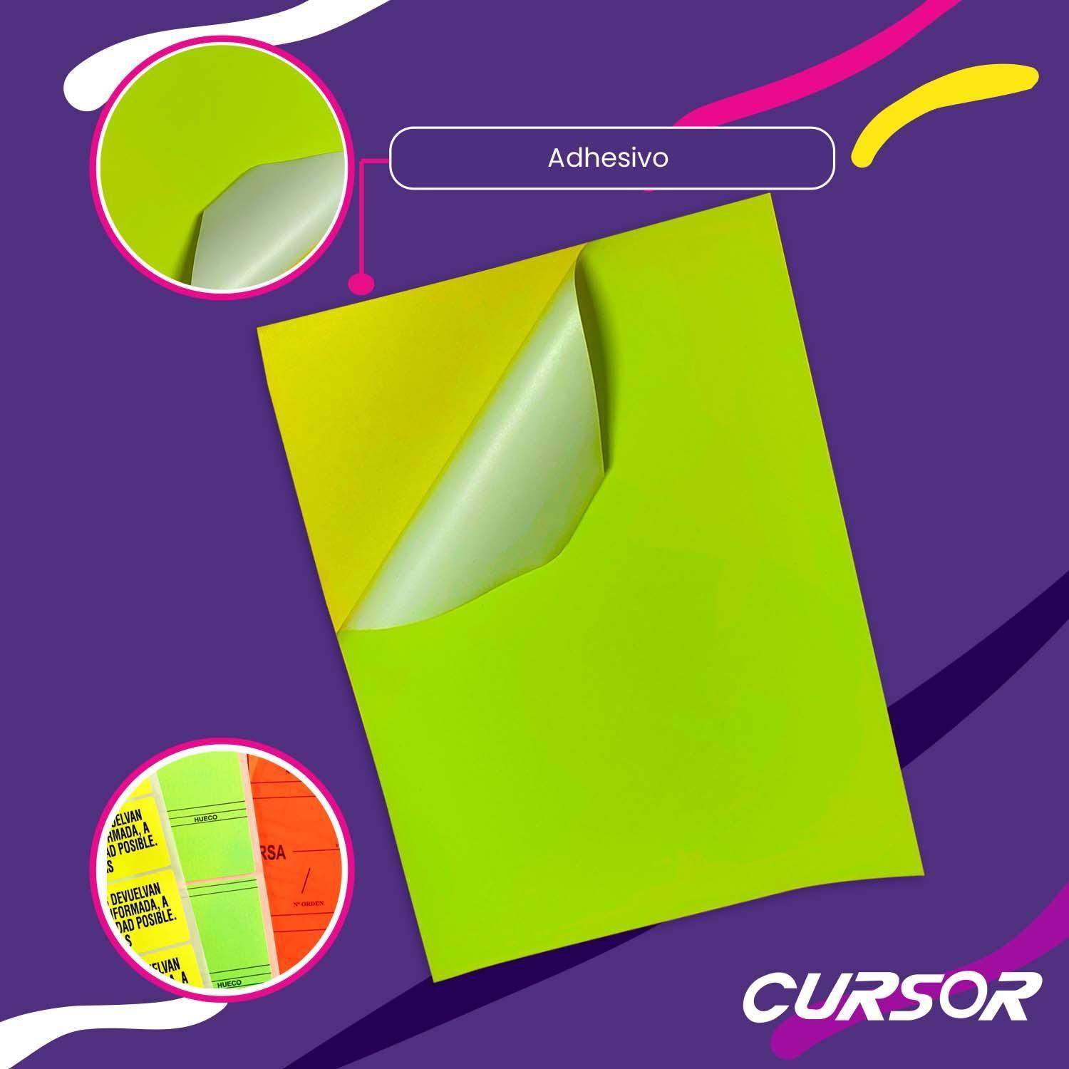 Papel Adhesivo Verde Fluorescente Flour A4 Pack 50 Cursor-2