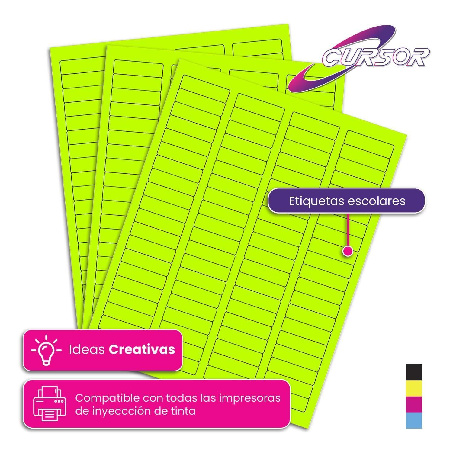 Papel Adhesivo Verde Fluorescente Flour A4 Pack 50 Cursor-5