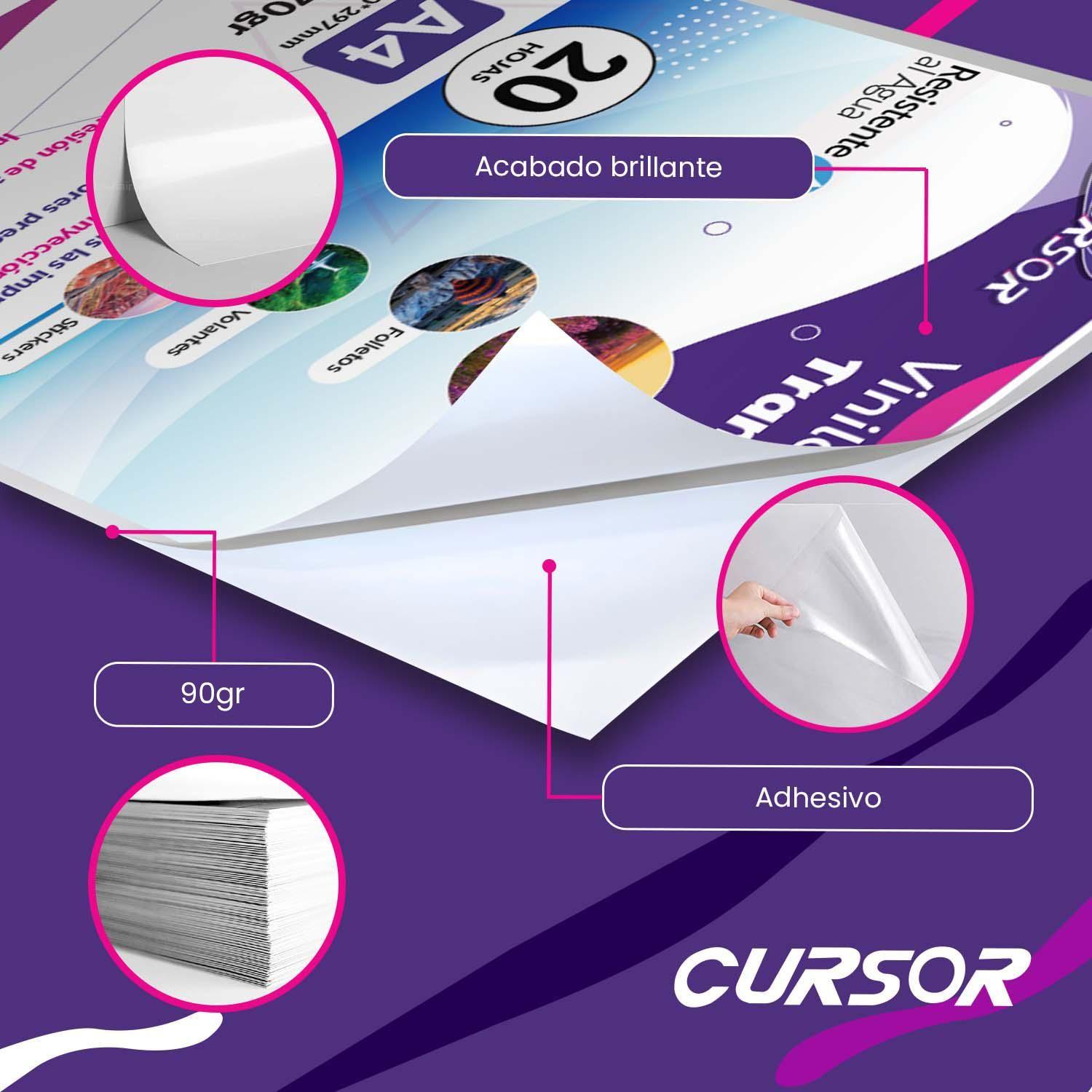 Pack 60hjs Vinilo Adhesiv Transparent Imprimble A4 Enviograt-2