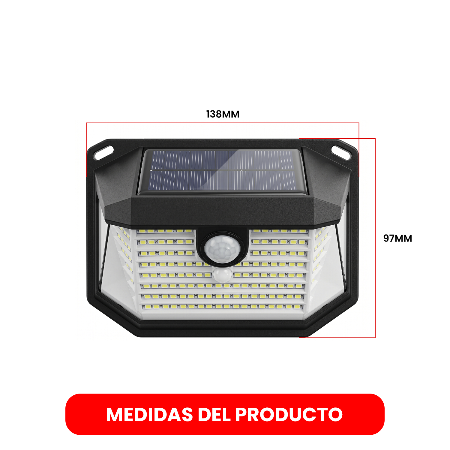 Pack X2 Foco Solar Con Sensor Para Exteriores 178 Led - Luz Blanca Negro-2