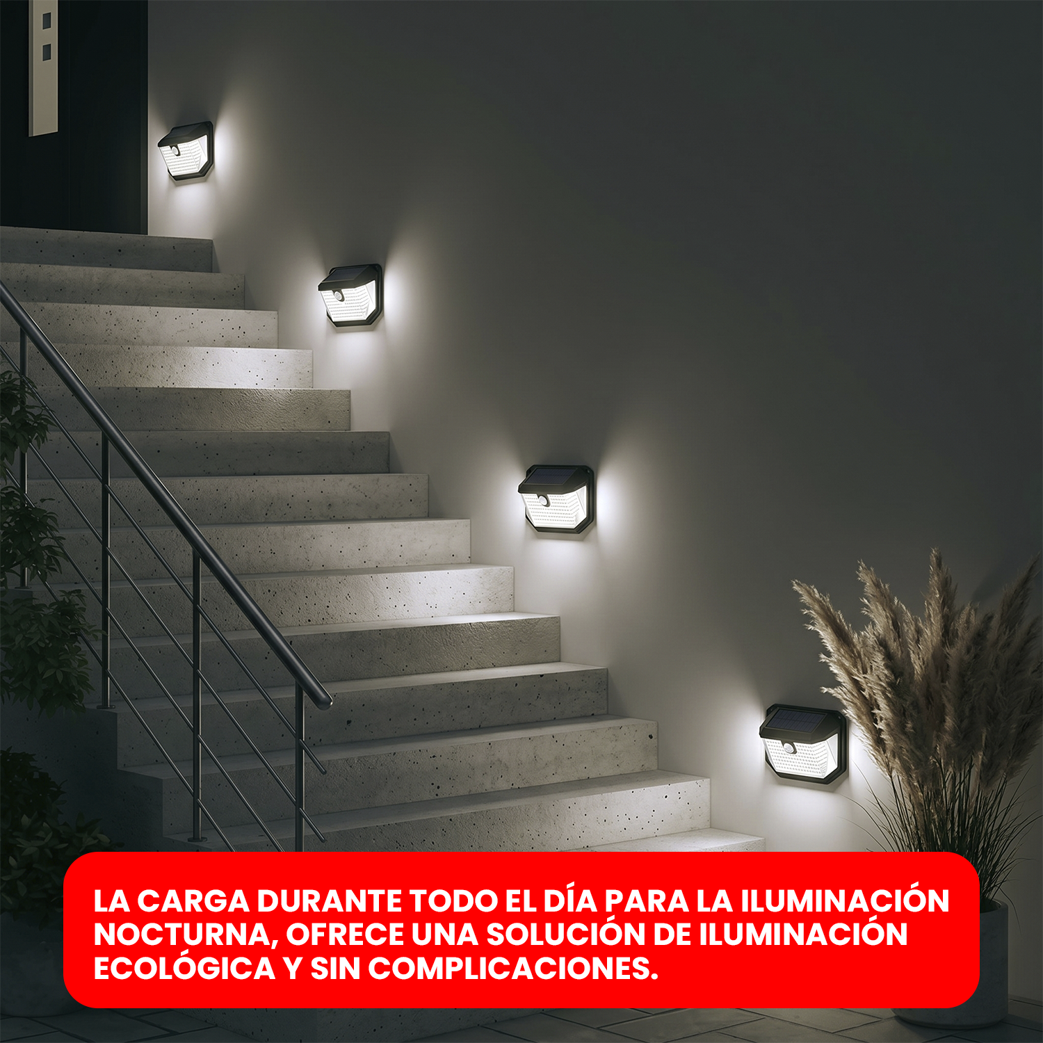 Pack X2 Foco Solar Con Sensor Para Exteriores 178 Led - Luz Blanca Negro-3