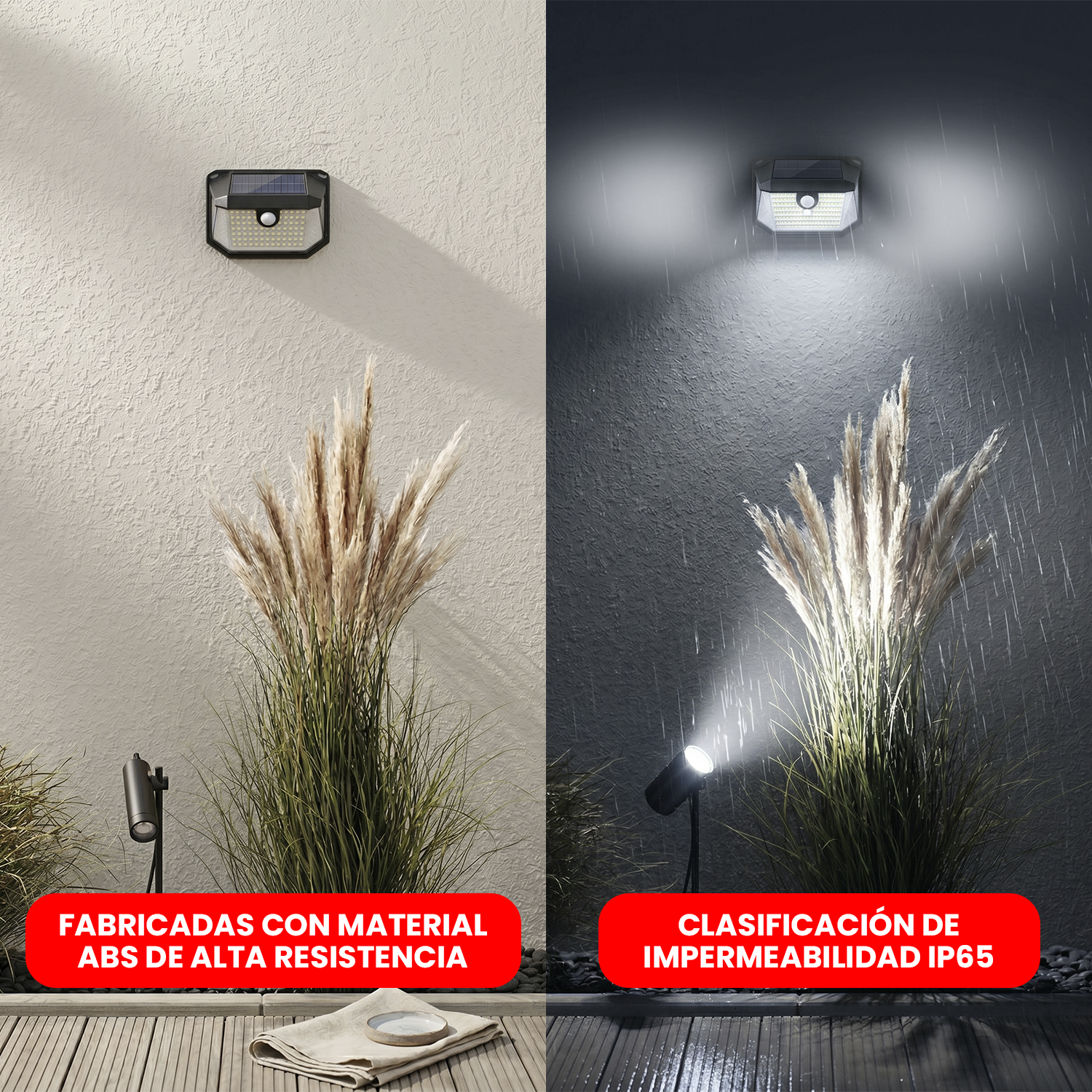 Pack X2 Foco Solar Con Sensor Para Exteriores 178 Led - Luz Blanca Negro-5