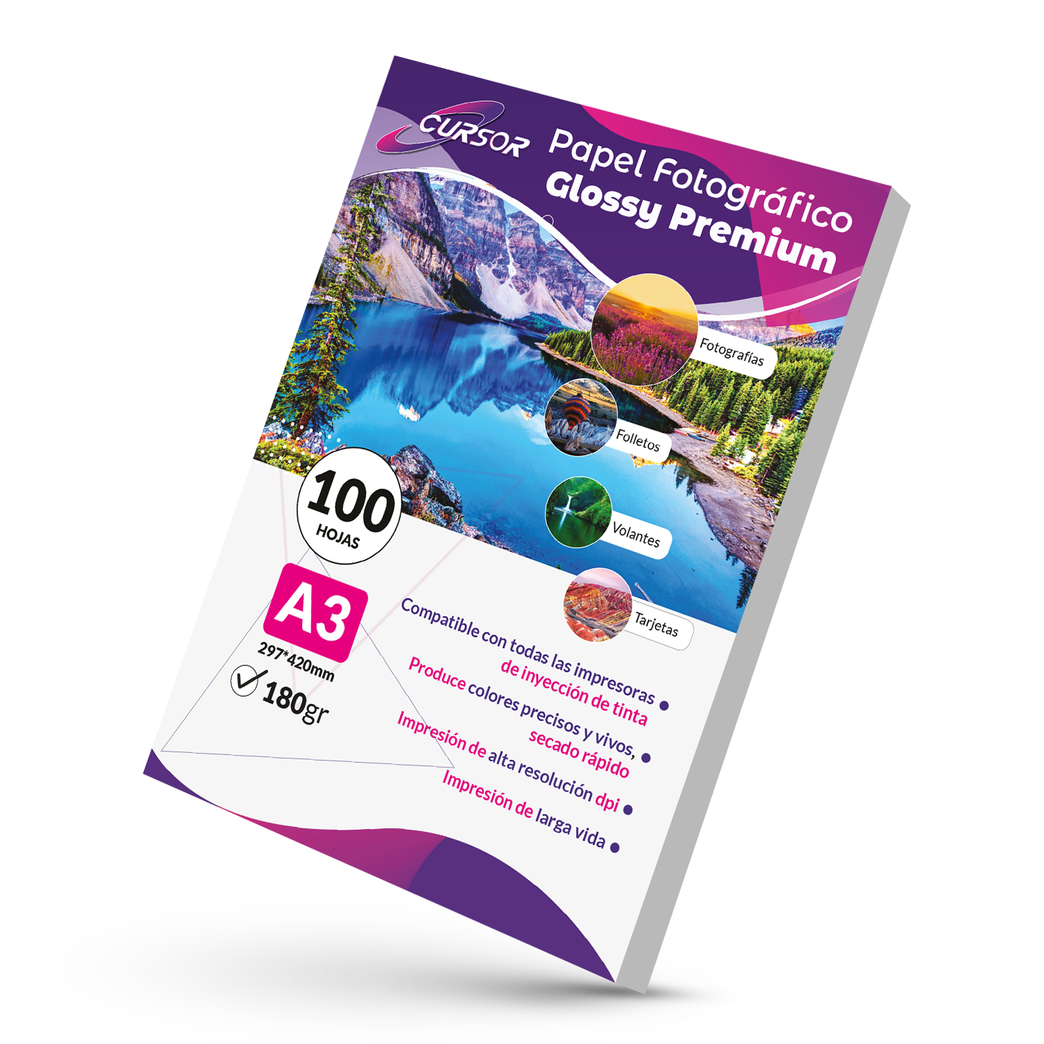 Papel Fotográfico Glossy A3 180gr Pack 100 Hjs-0