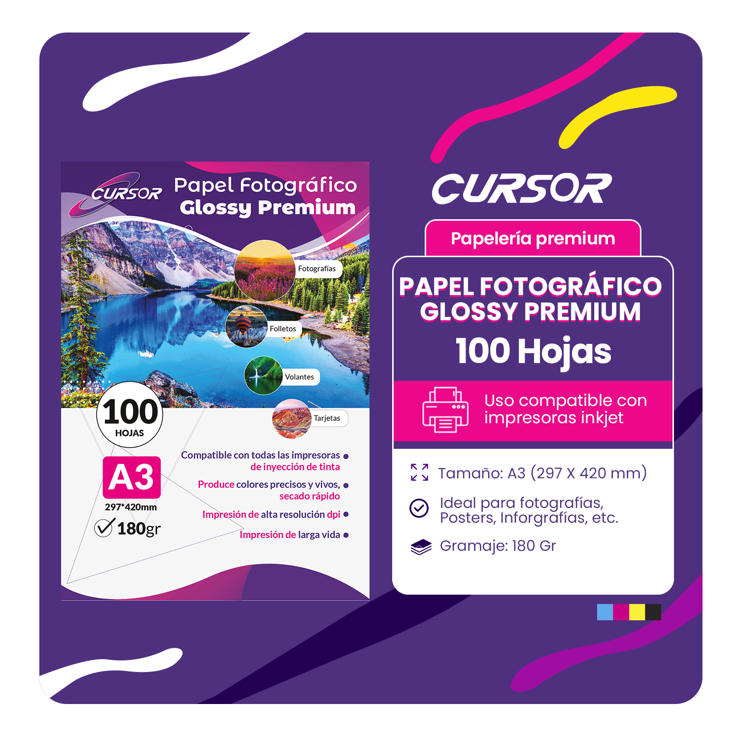 Papel Fotográfico Glossy A3 180gr Pack 100 Hjs-1