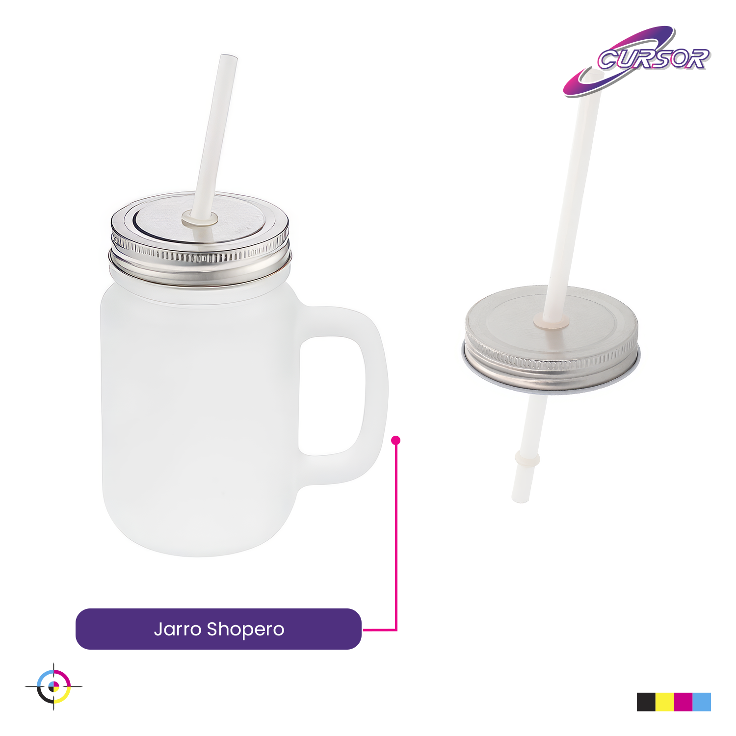 4 Jarro Shopero Mason Vidrio + Bombilla 430ml Para Sublimar-2