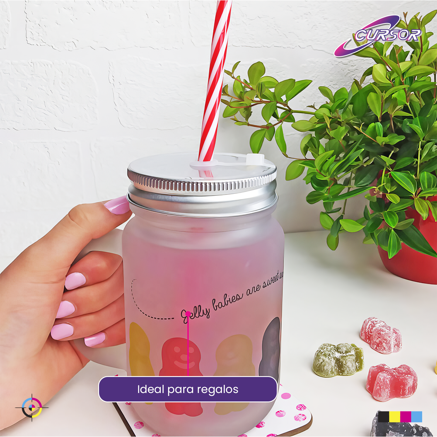 4 Jarro Shopero Mason Vidrio + Bombilla 430ml Para Sublimar-5