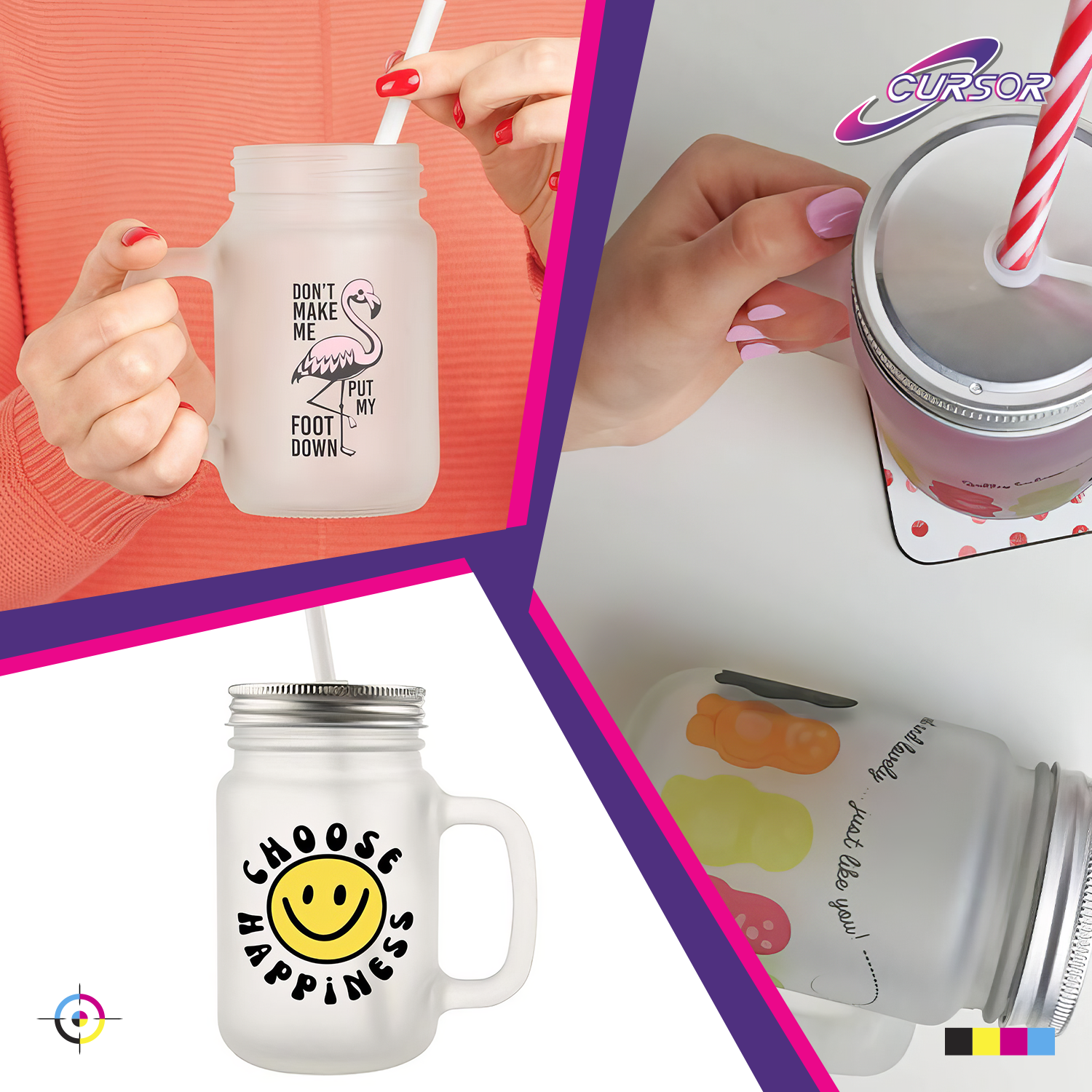 4 Jarro Shopero Mason Vidrio + Bombilla 430ml Para Sublimar-6