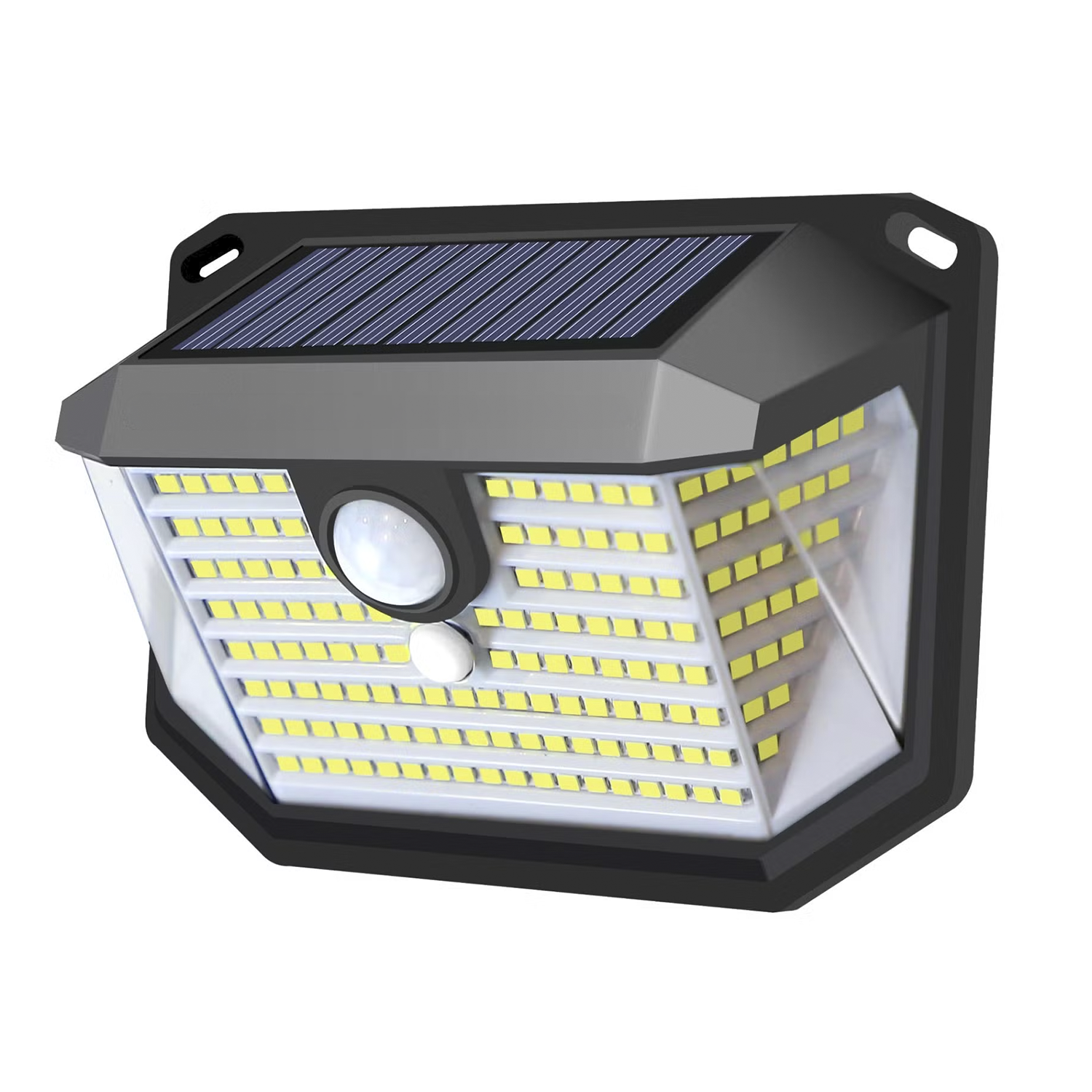 Foco solar de pared para exteriores de 178 LED con sensor y luz blanca fría-0