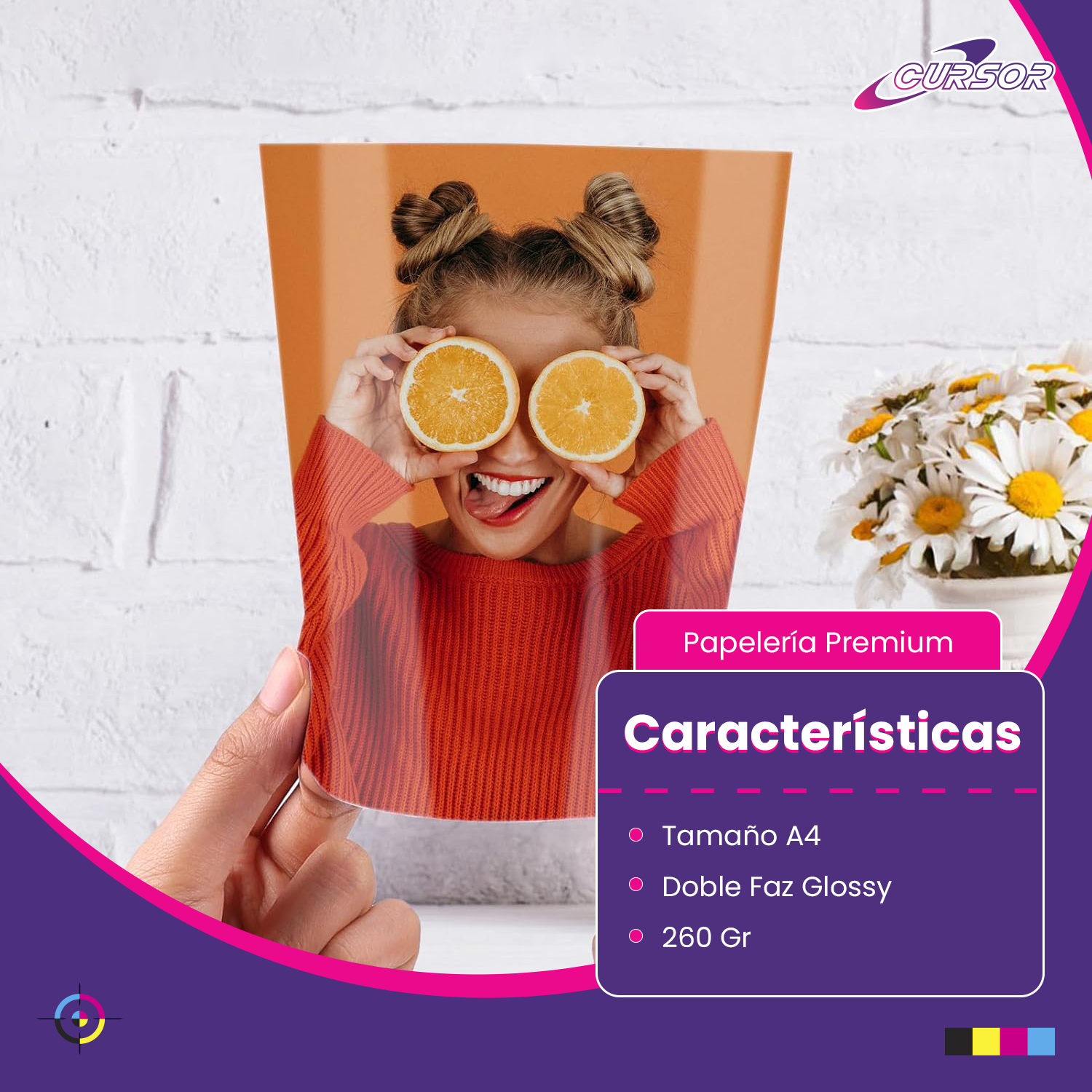 Papel Fotográfico Doble Faz Glossy Cursor A4 260 Gr 100 Hjs-3
