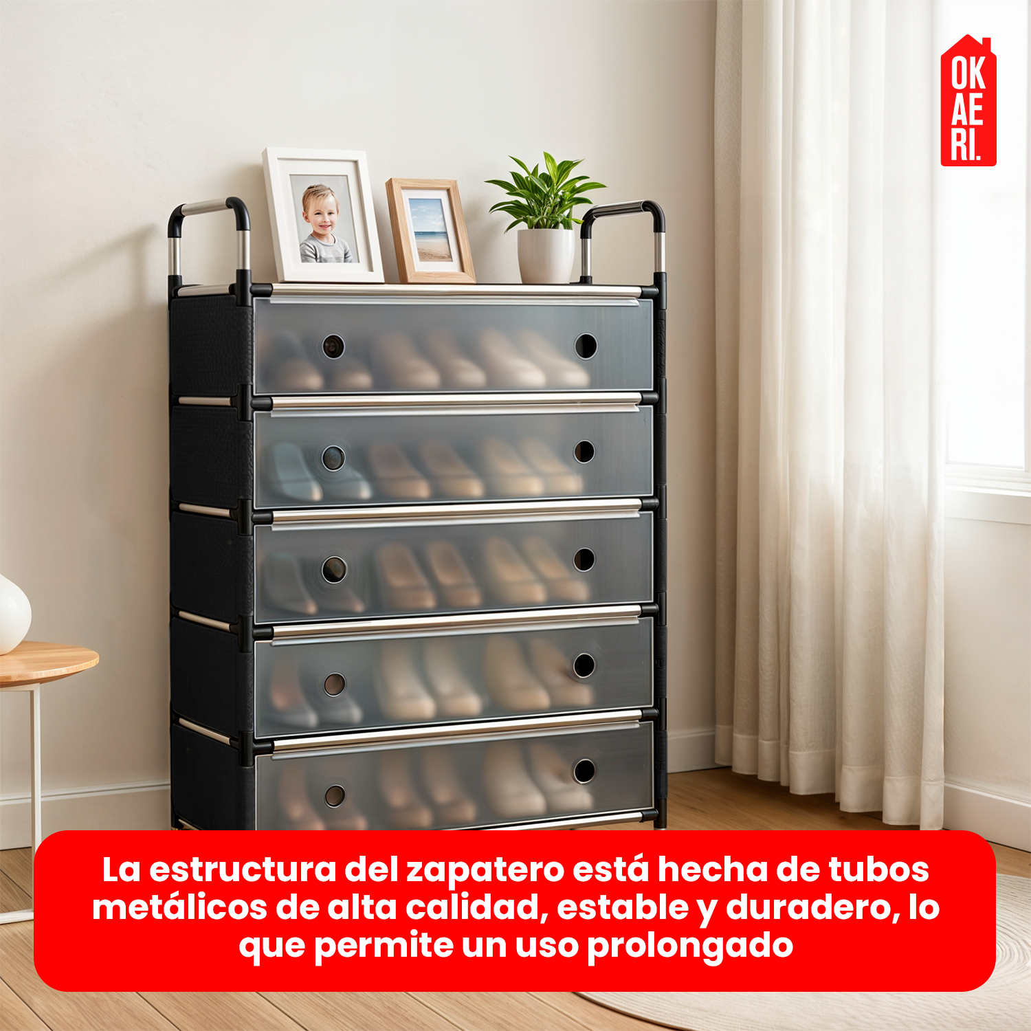 ZAPATERO MULTIFUNCIONAL - 6 NIVELES NEGRO 63*28*110CM-5
