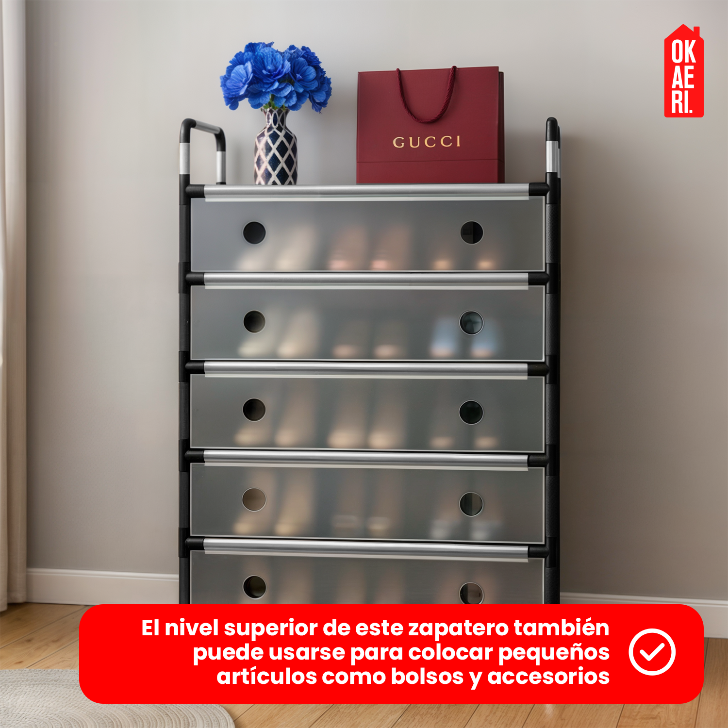 ZAPATERO MULTIFUNCIONAL - 6 NIVELES NEGRO 63*28*110CM-7