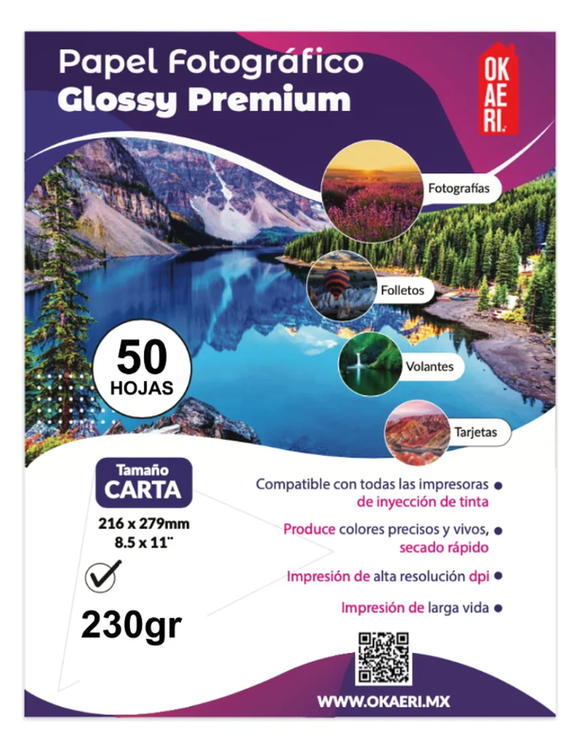 Papel Fotográfico Glossy Brillante Carta 230g 50 Hojas-5