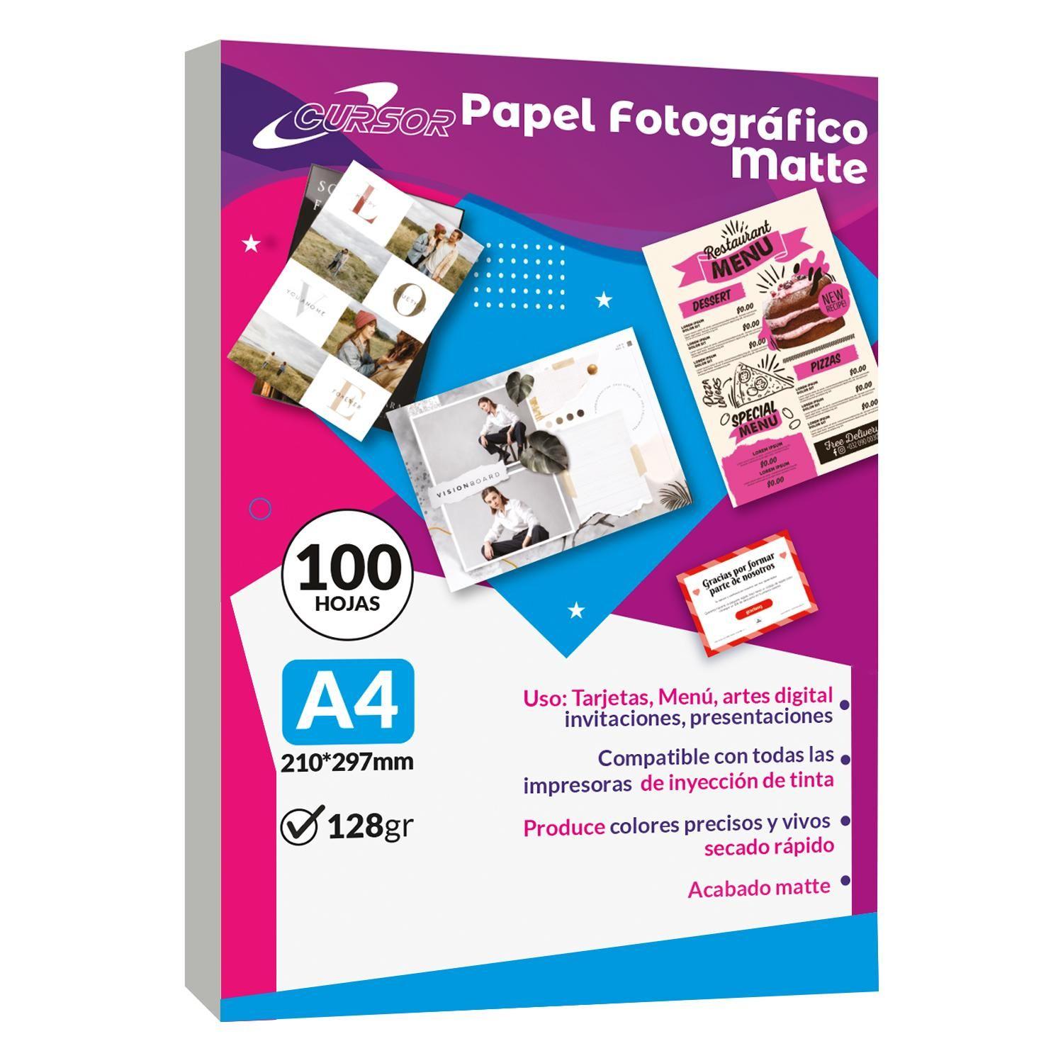 Papel Fotografico A4 Matte 128G 100 Hojas CURSOR-0