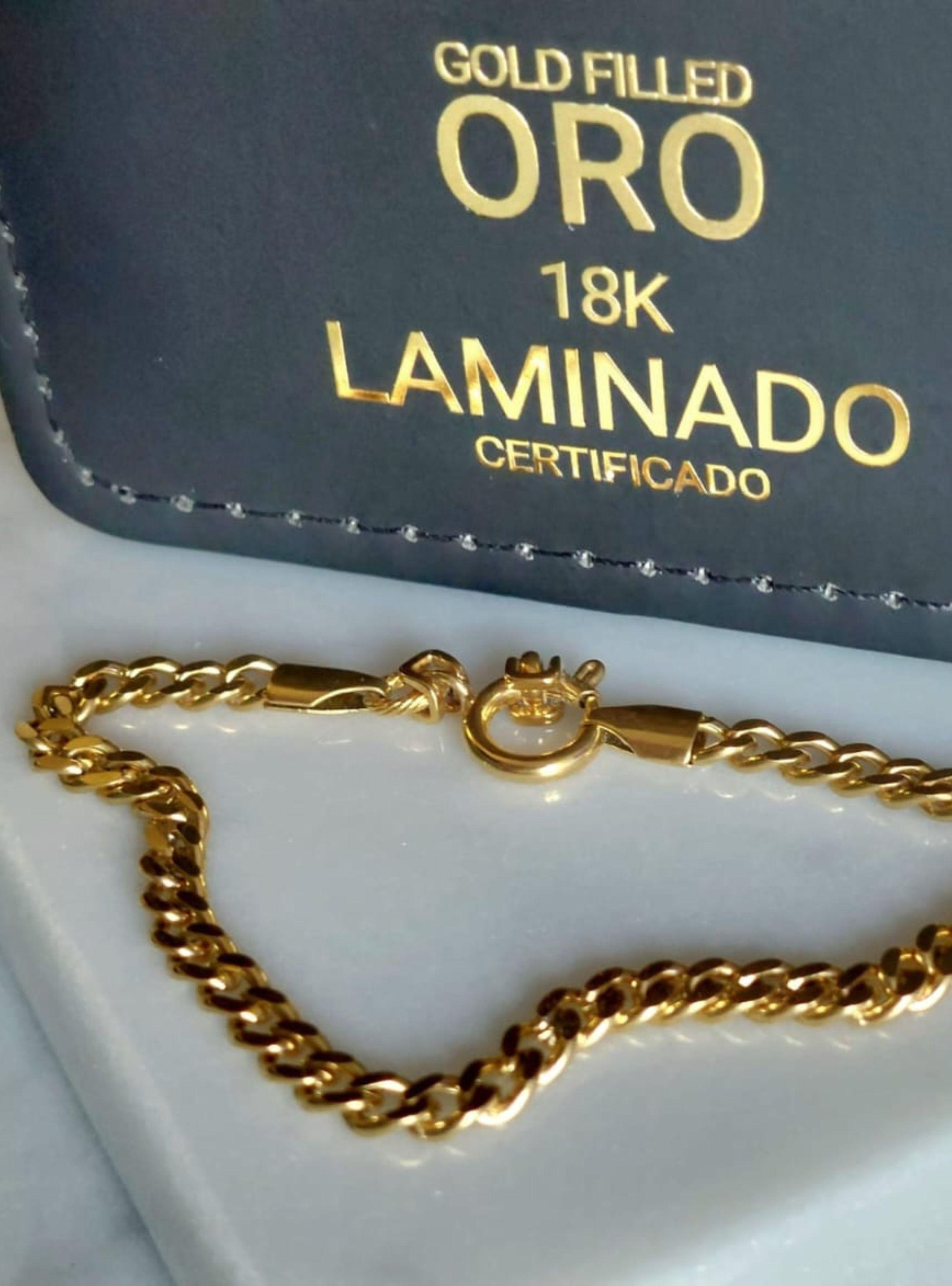 Pulsera ORO Laminado 18K Tejido Grumet Broche Timón -2