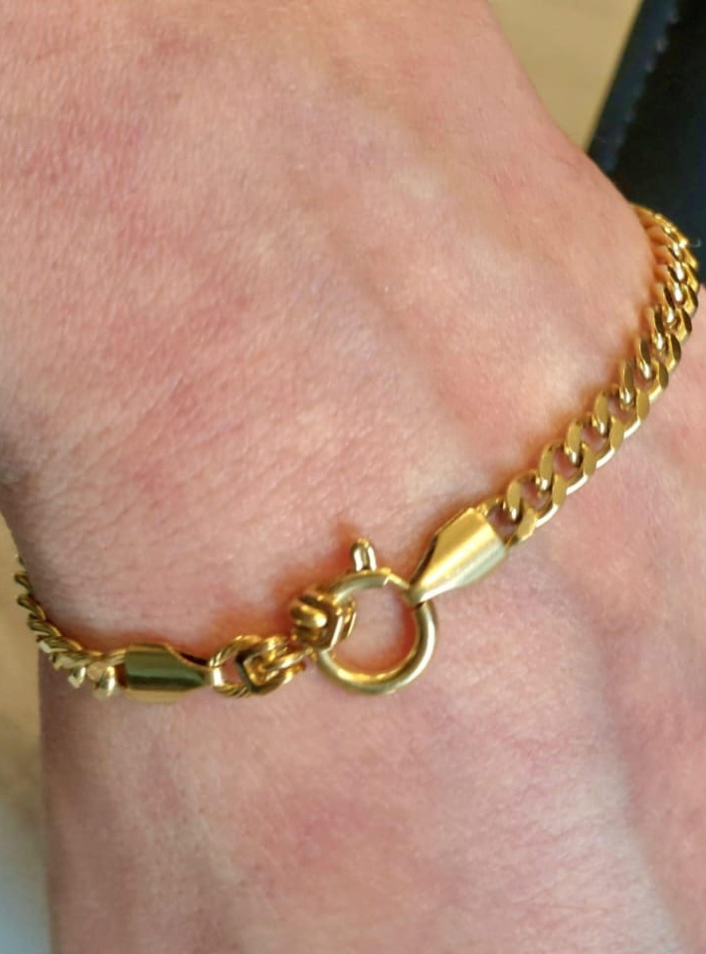 Pulsera ORO Laminado 18K Tejido Grumet Broche Timón -5