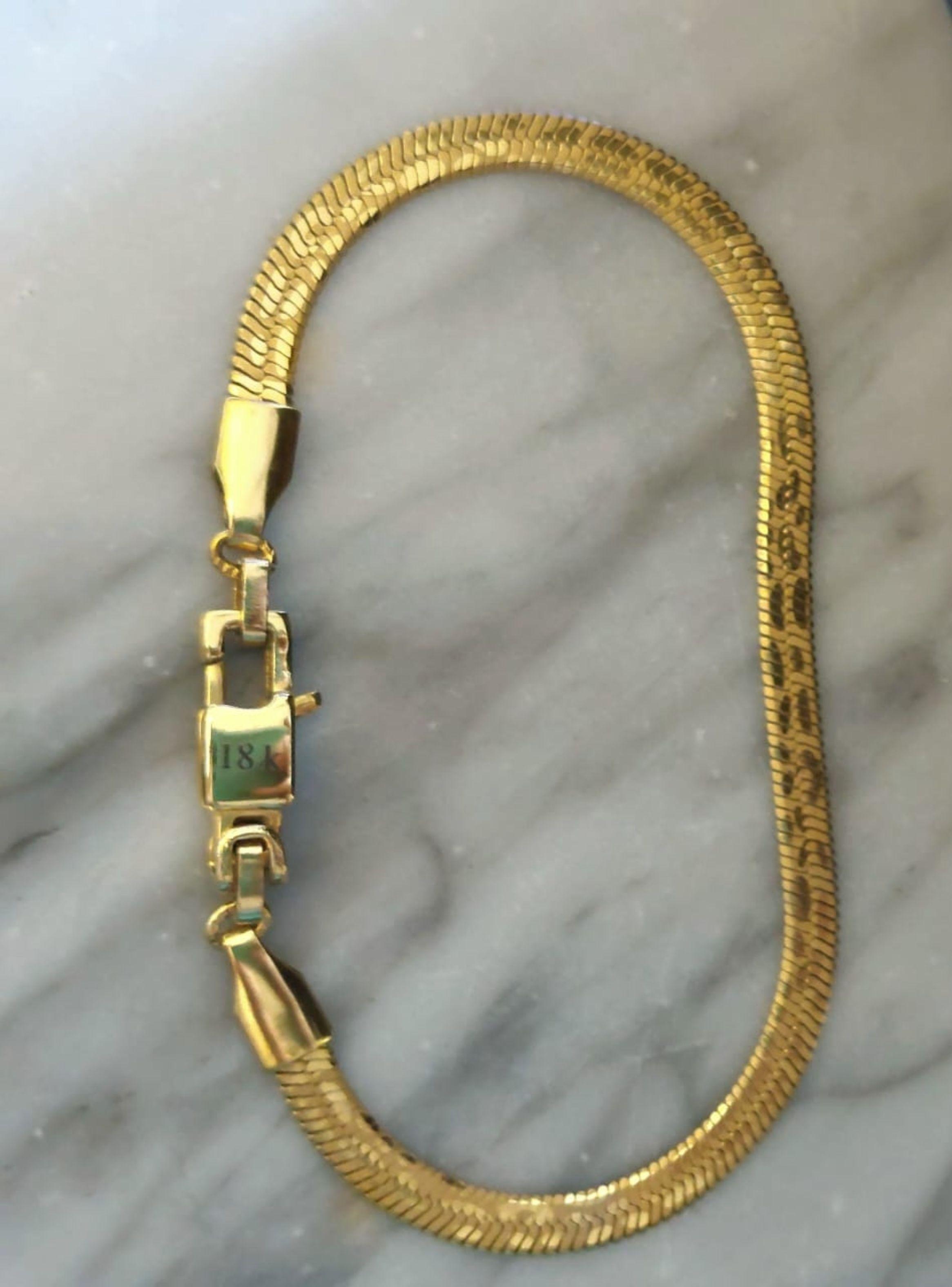 Pulsera ORO 18K Laminado Tejido Serpiente Diseño Boa -2