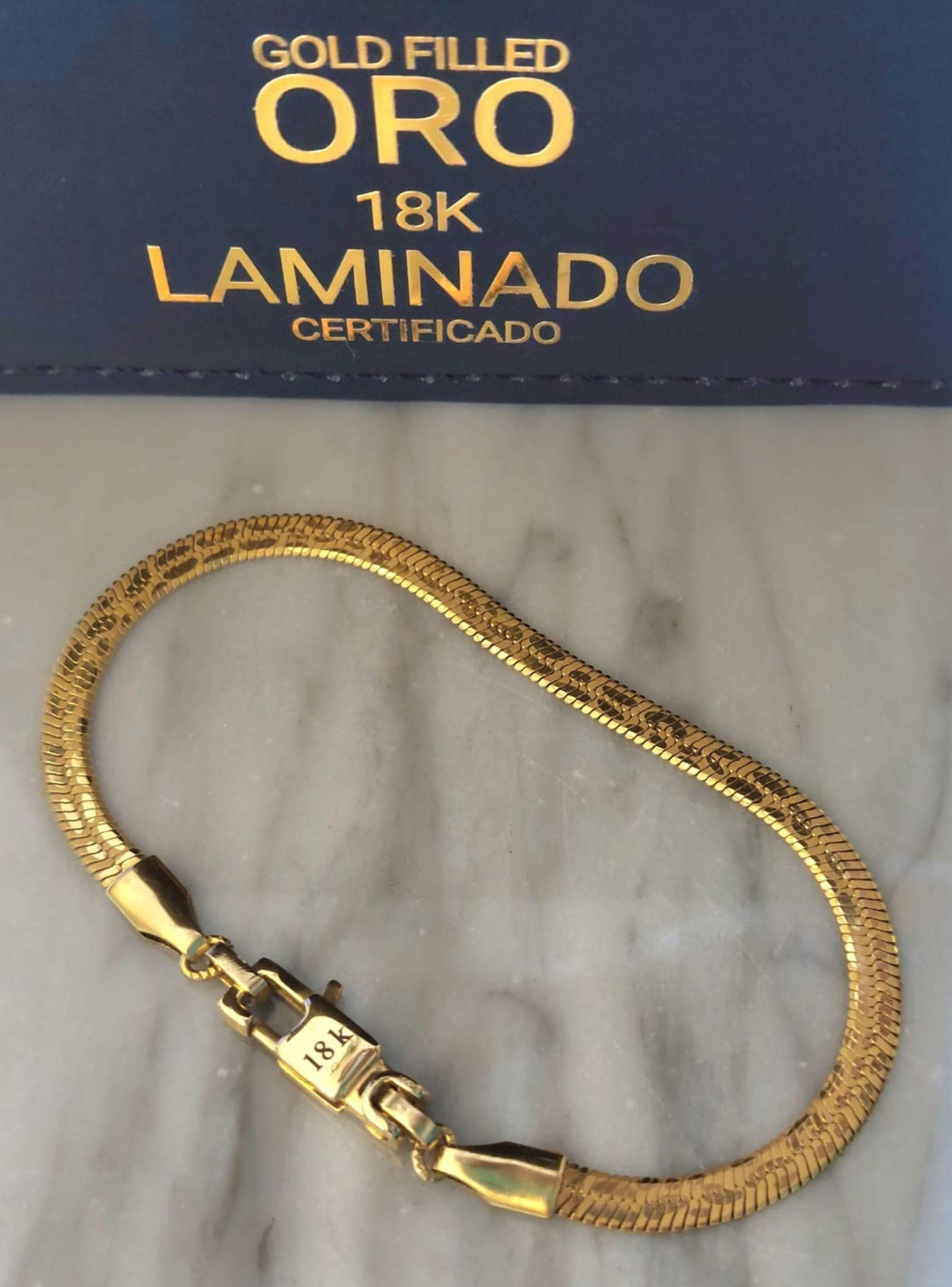 Pulsera ORO 18K Laminado Tejido Serpiente Diseño Boa -5