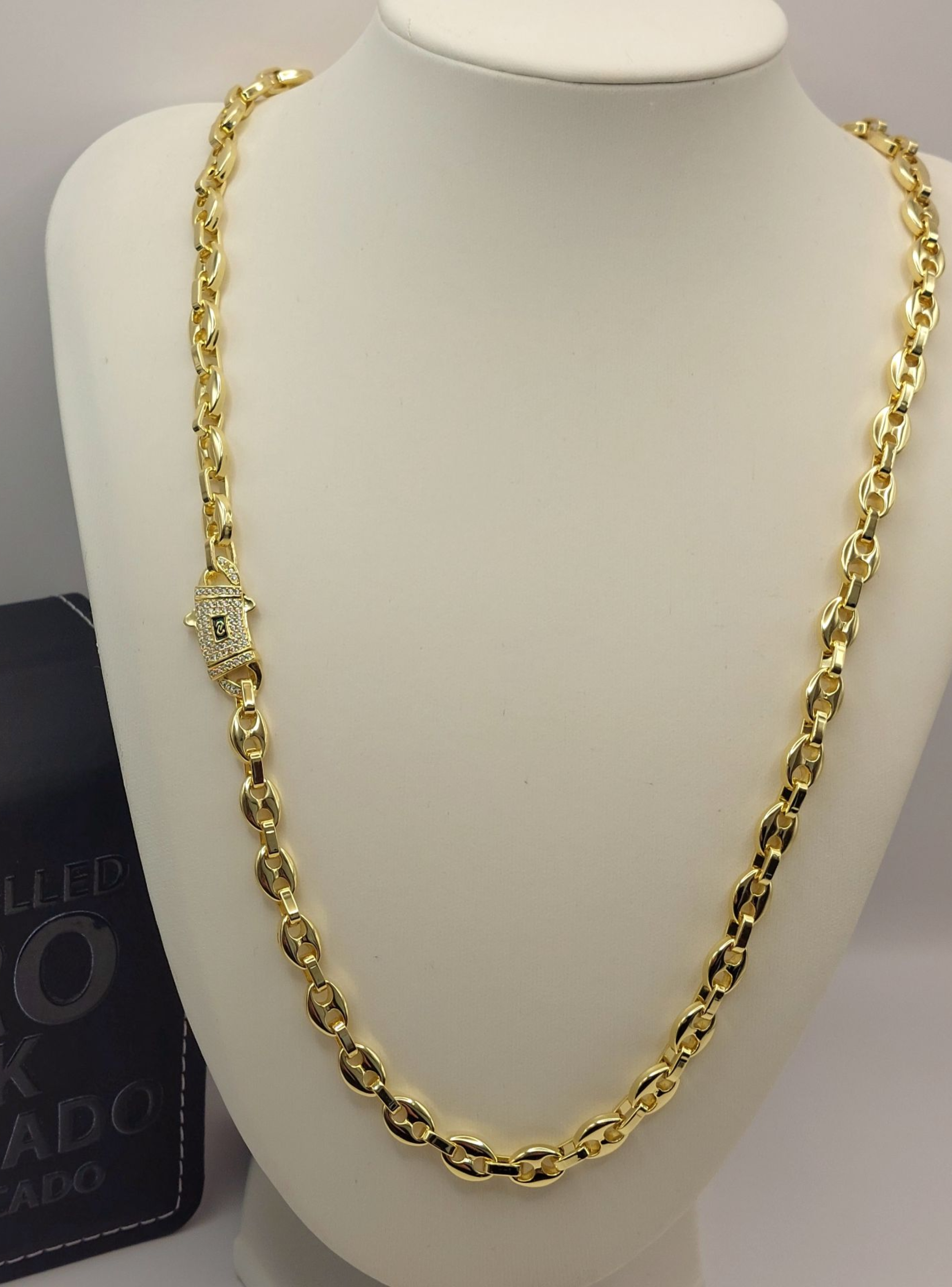 Cadena Monaco Pave de Tejido Italiano en Oro Laminado -2