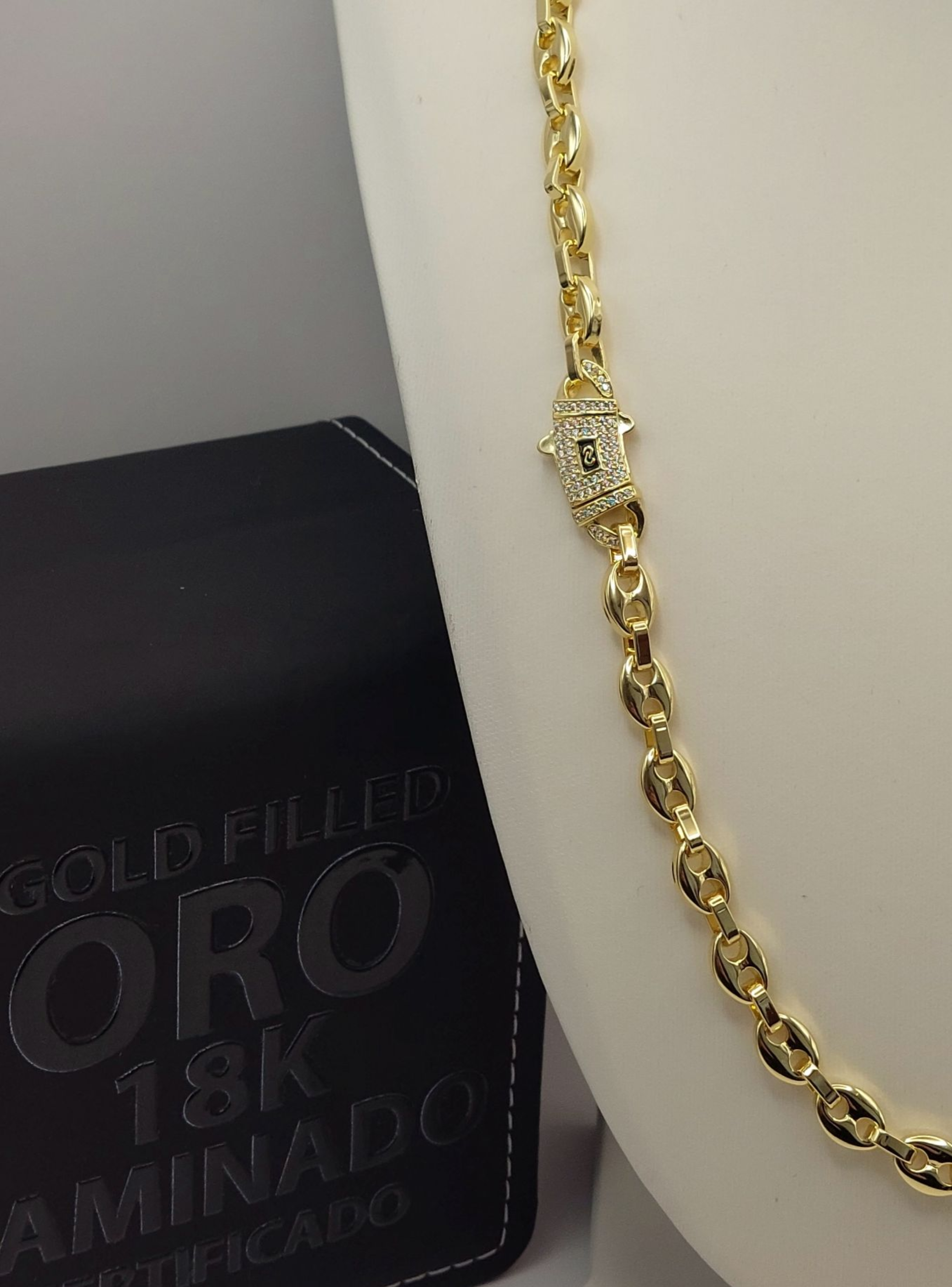 Cadena Monaco Pave de Tejido Italiano en Oro Laminado -3